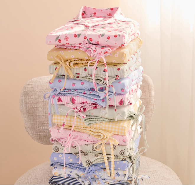 Stack of summer pajamas