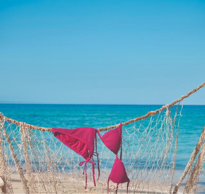 Pink bikini on a beach