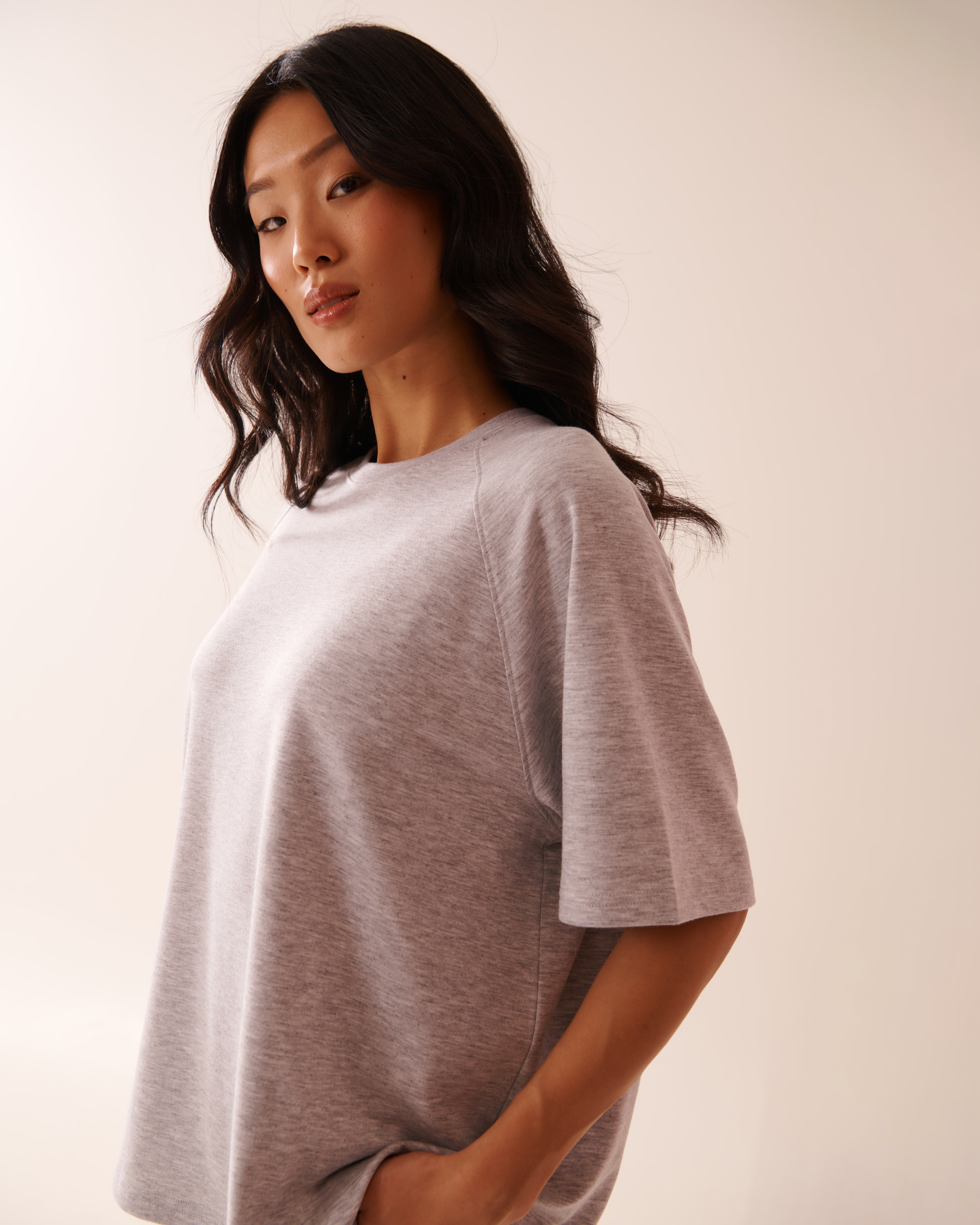 LA VIE EN ROSE T-shirt en french terry Gris 50100106 - Voir3