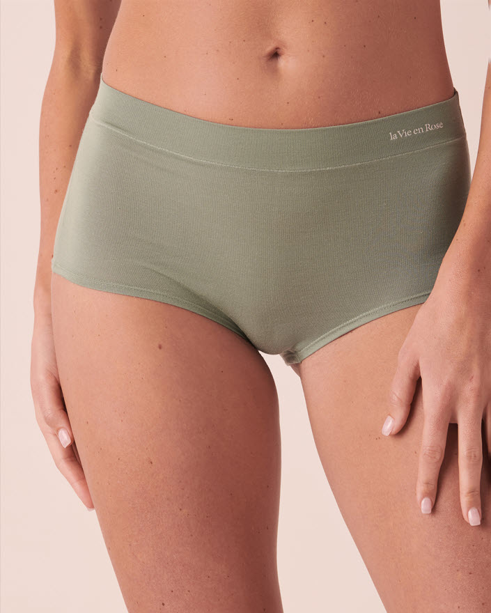LA VIE EN ROSE Culotte aux hanches taille haute en modal Vert forêt 20200339 - Voir1