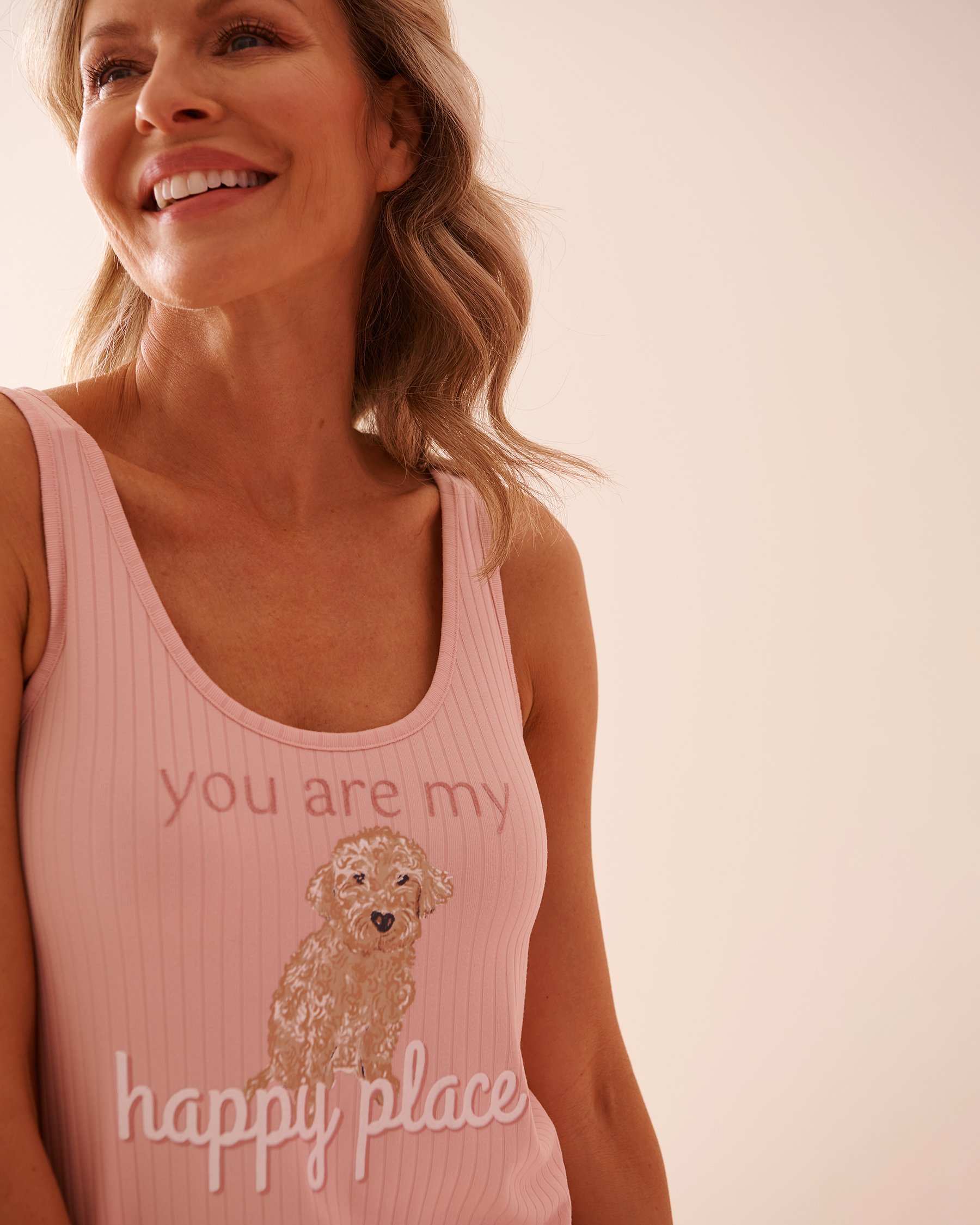 Dog Print Ribbed Jersey Cami