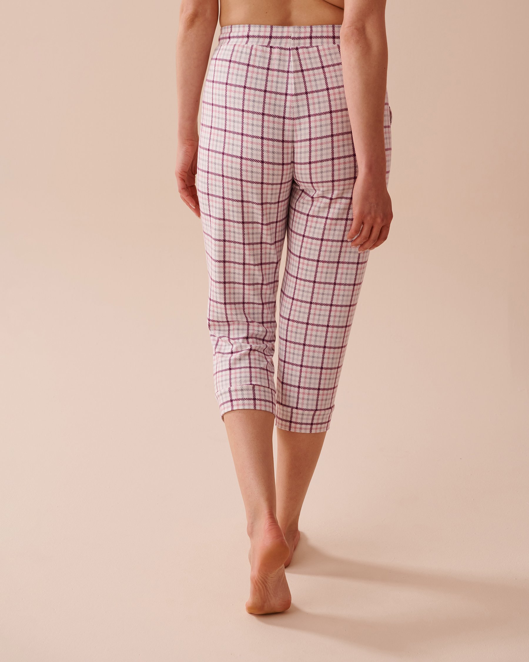 Purple Plaid Recycled Fibers Fitted Capris
