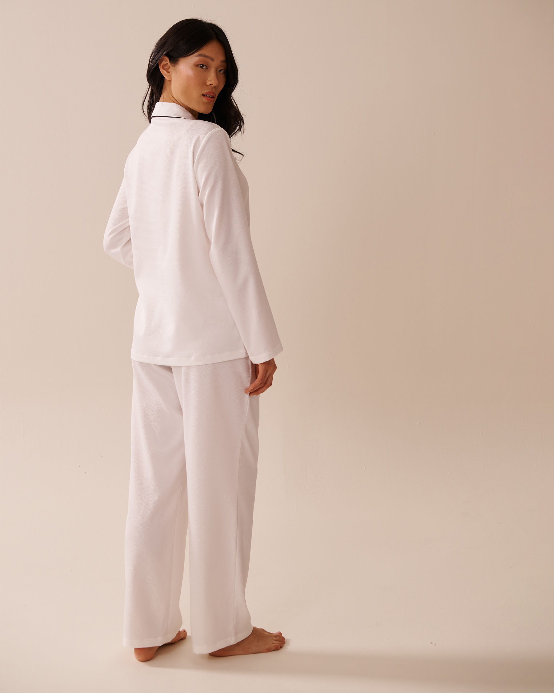 Long Sleeve Textured Satin PJ Set