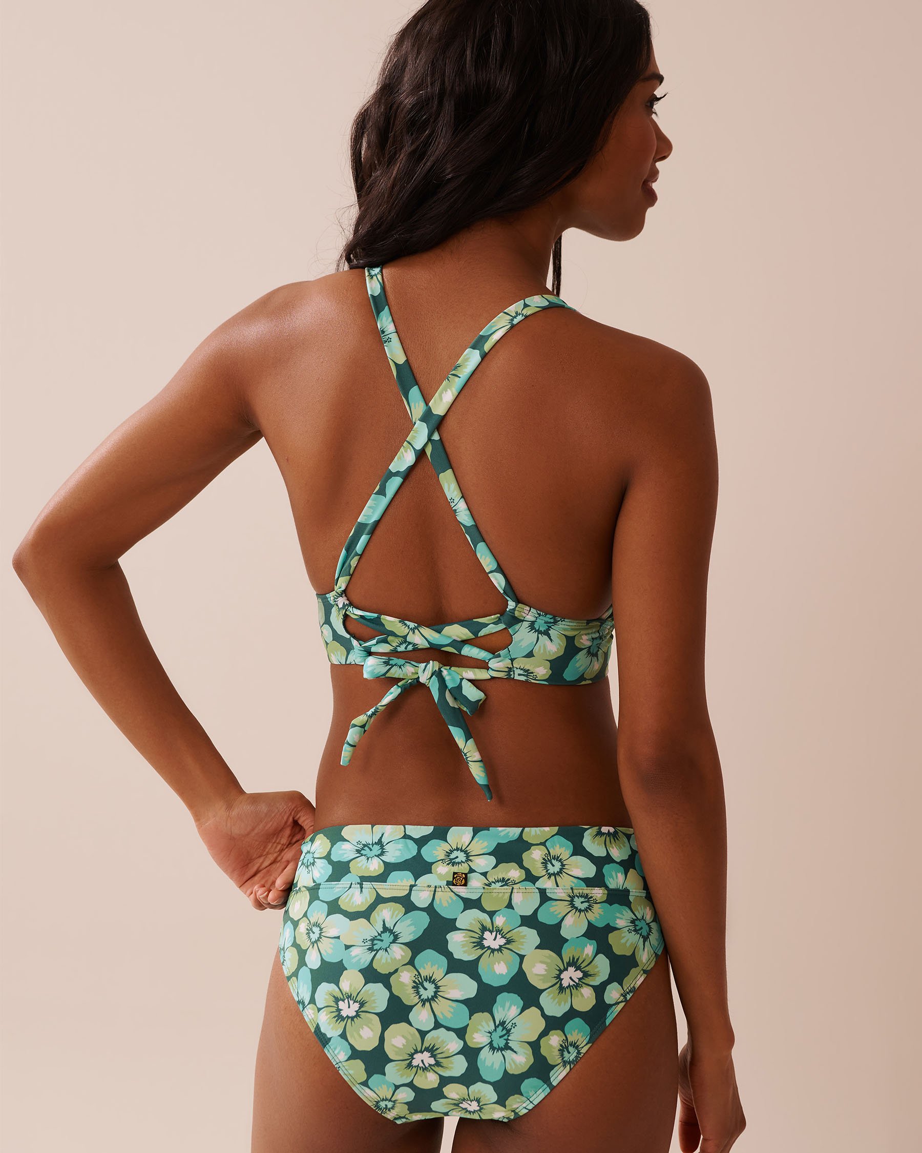 AQUA FLORA Recycled Fibers Longline Triangle Bikini Top