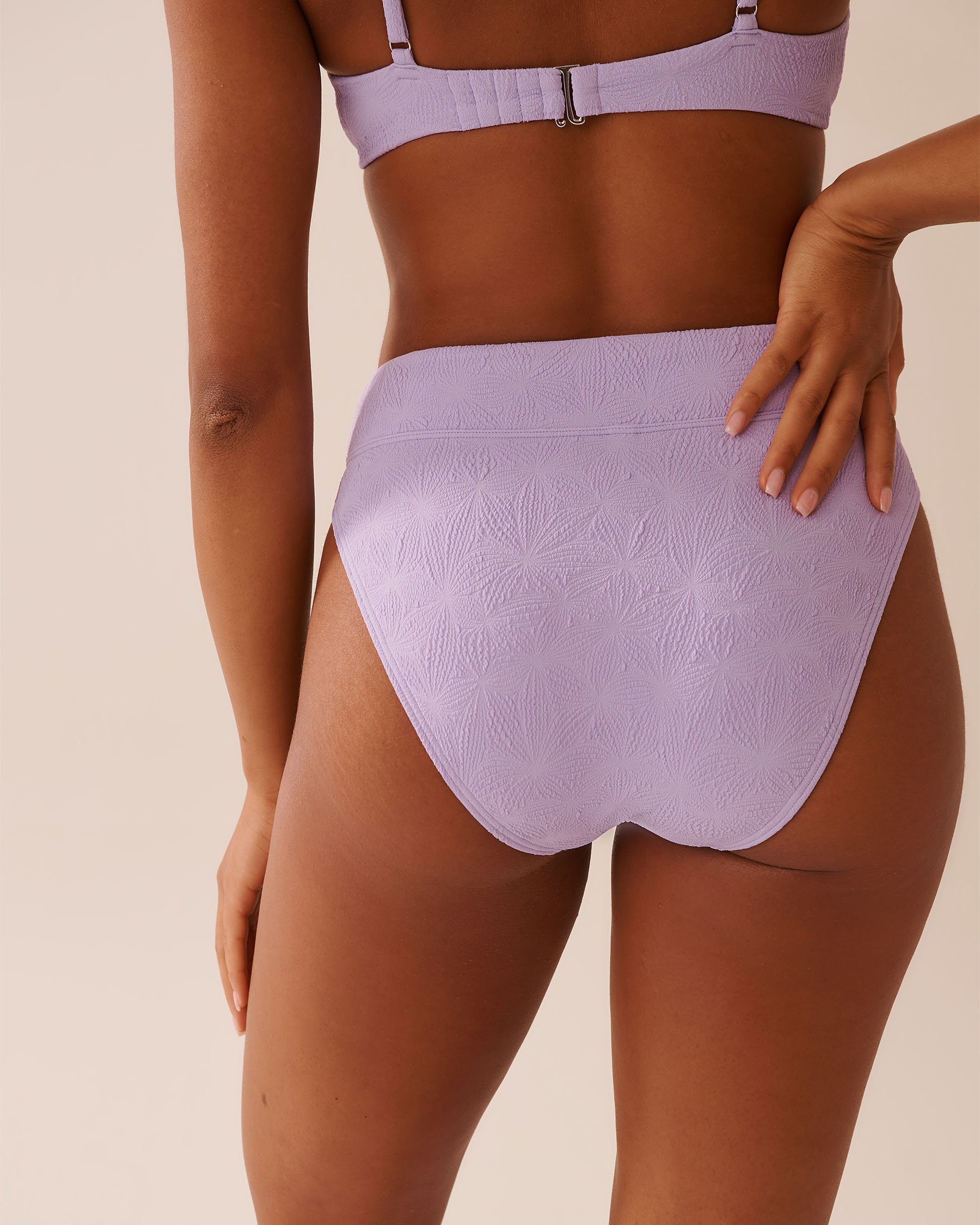 LAVENDER POP Textured High Waist Brazilian Bikini Bottom