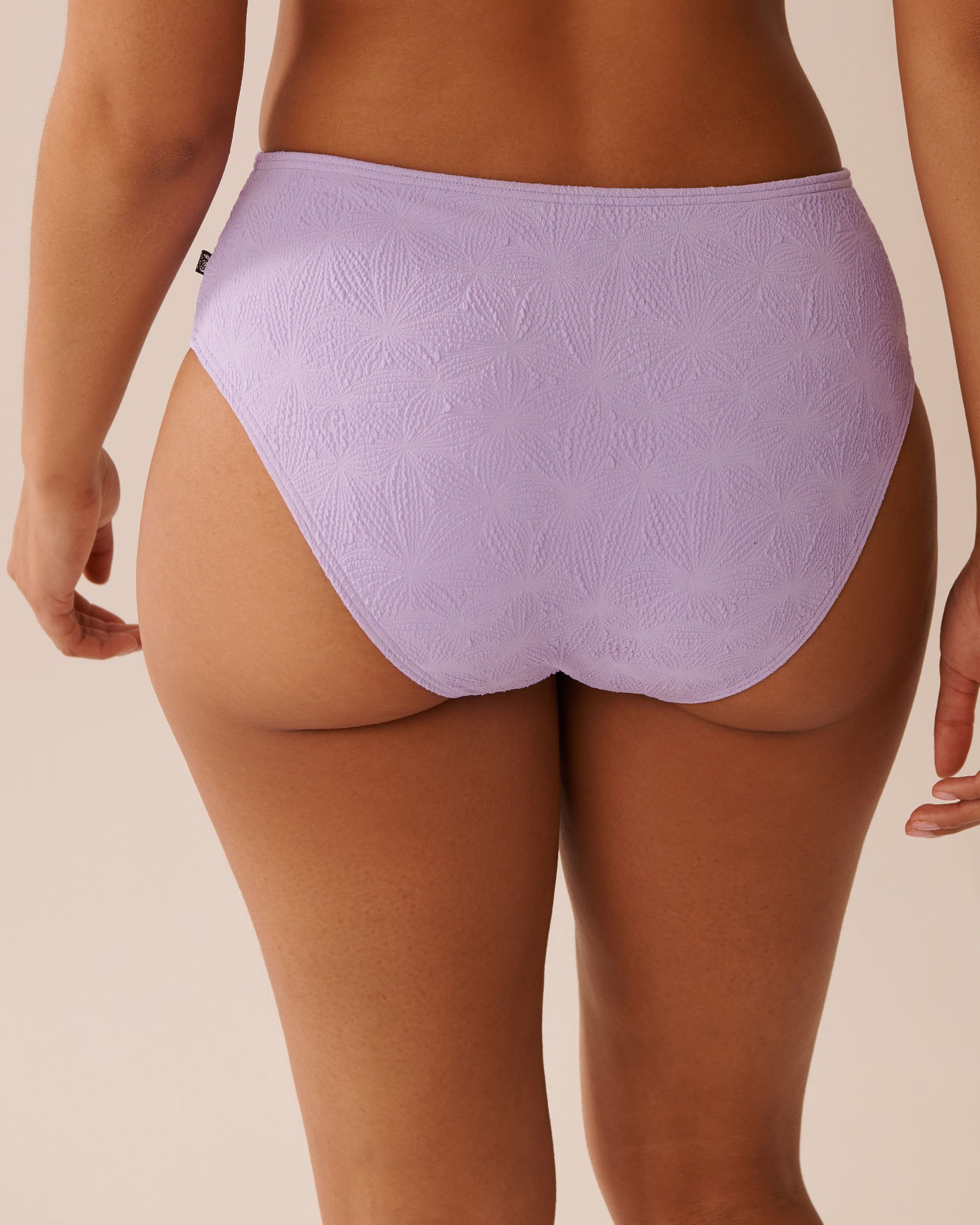 LAVENDER POP Textured Mid Waist Bikini Bottom