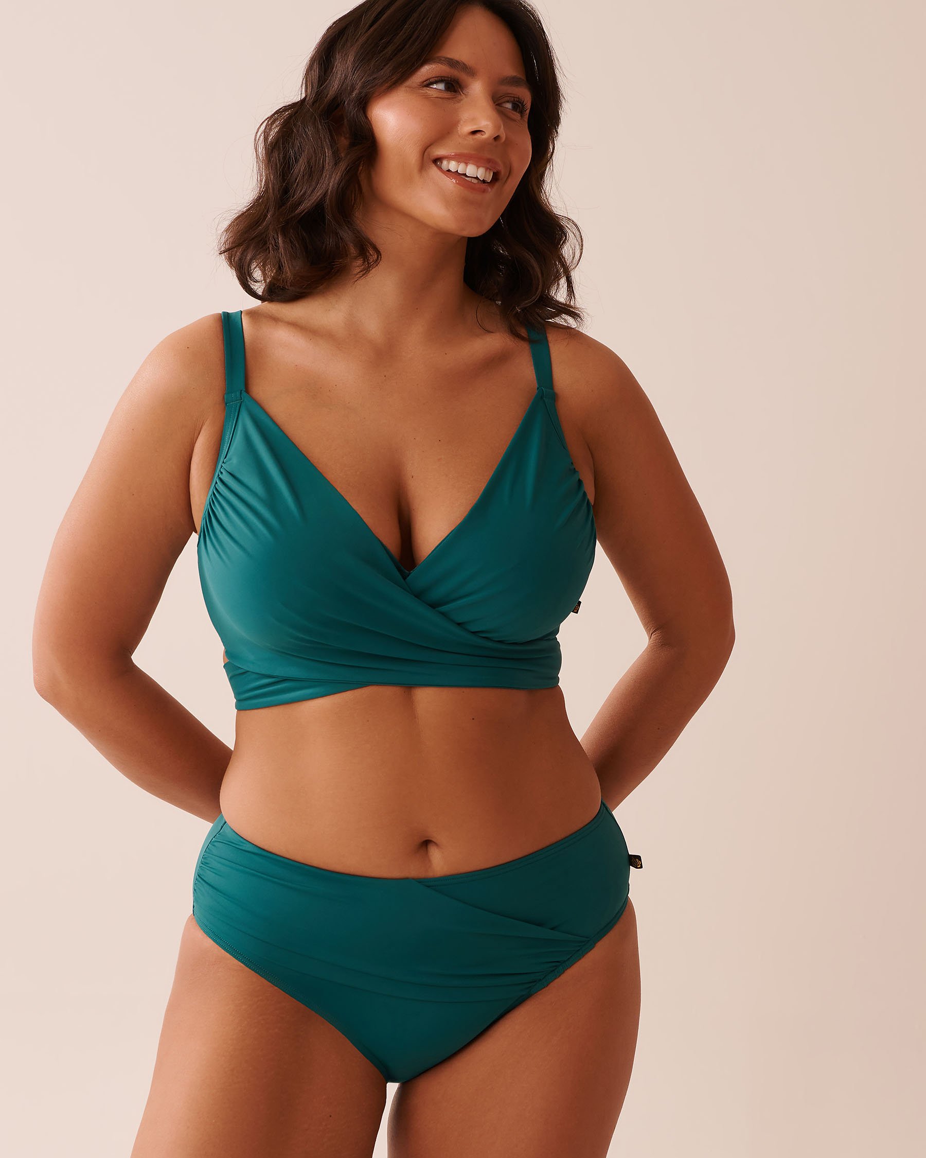 Bas de bikini taille mi-haute TEAL BLUE