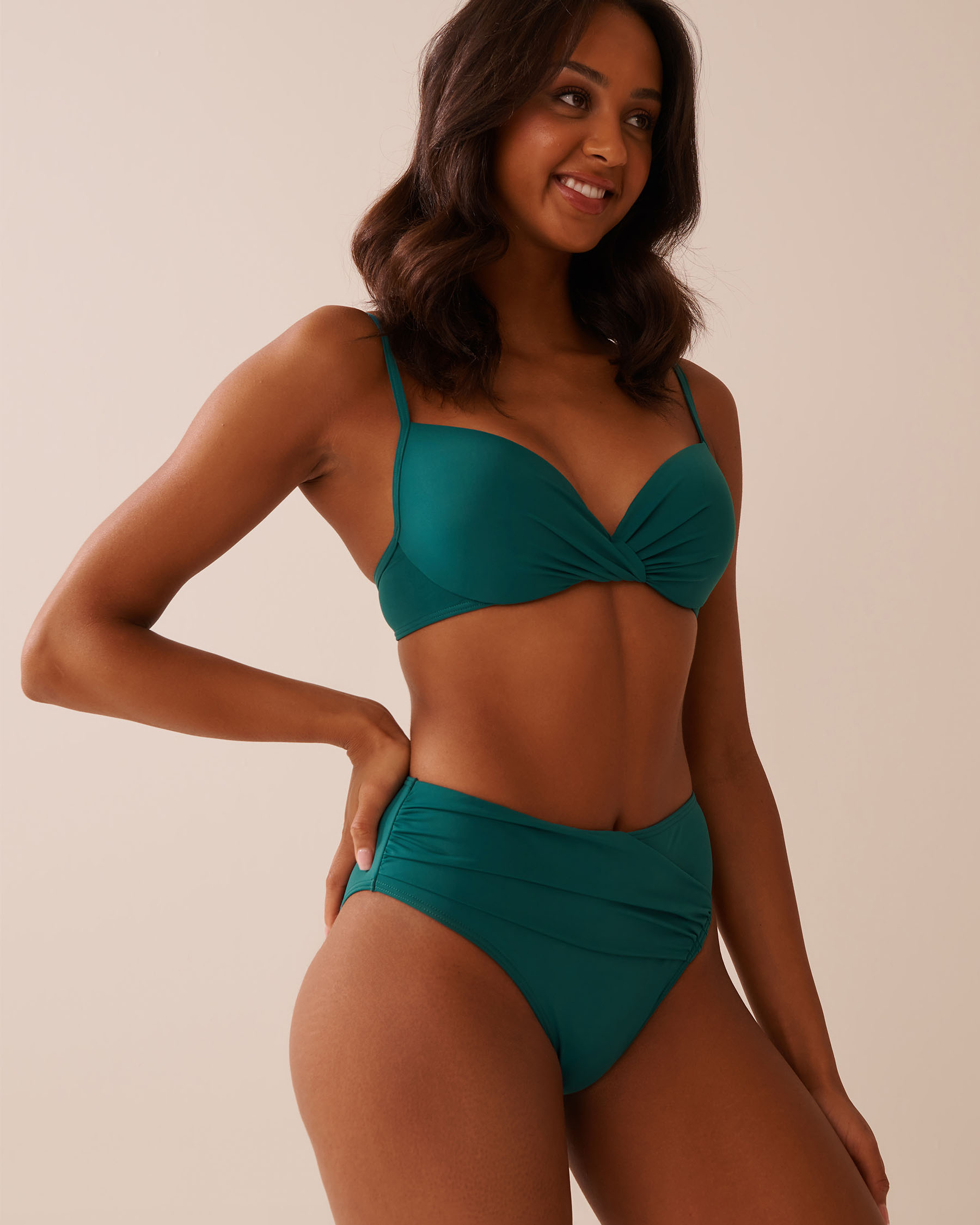 TEAL BLUE Mid Waist Bikini Bottom