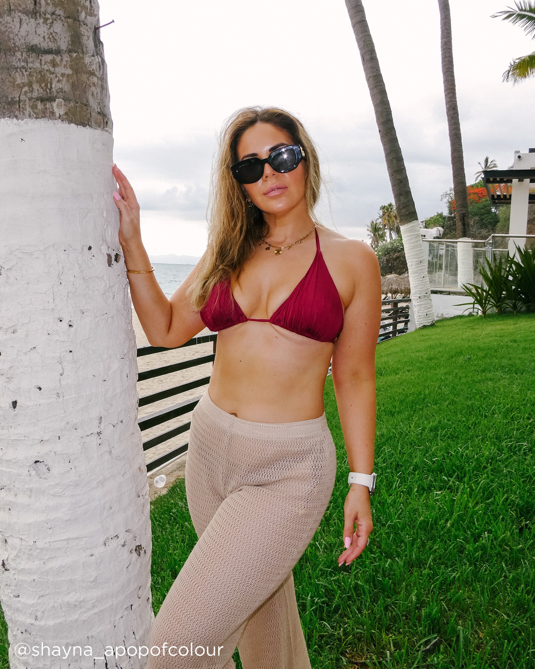 DEEP RED Triangle Bikini Top