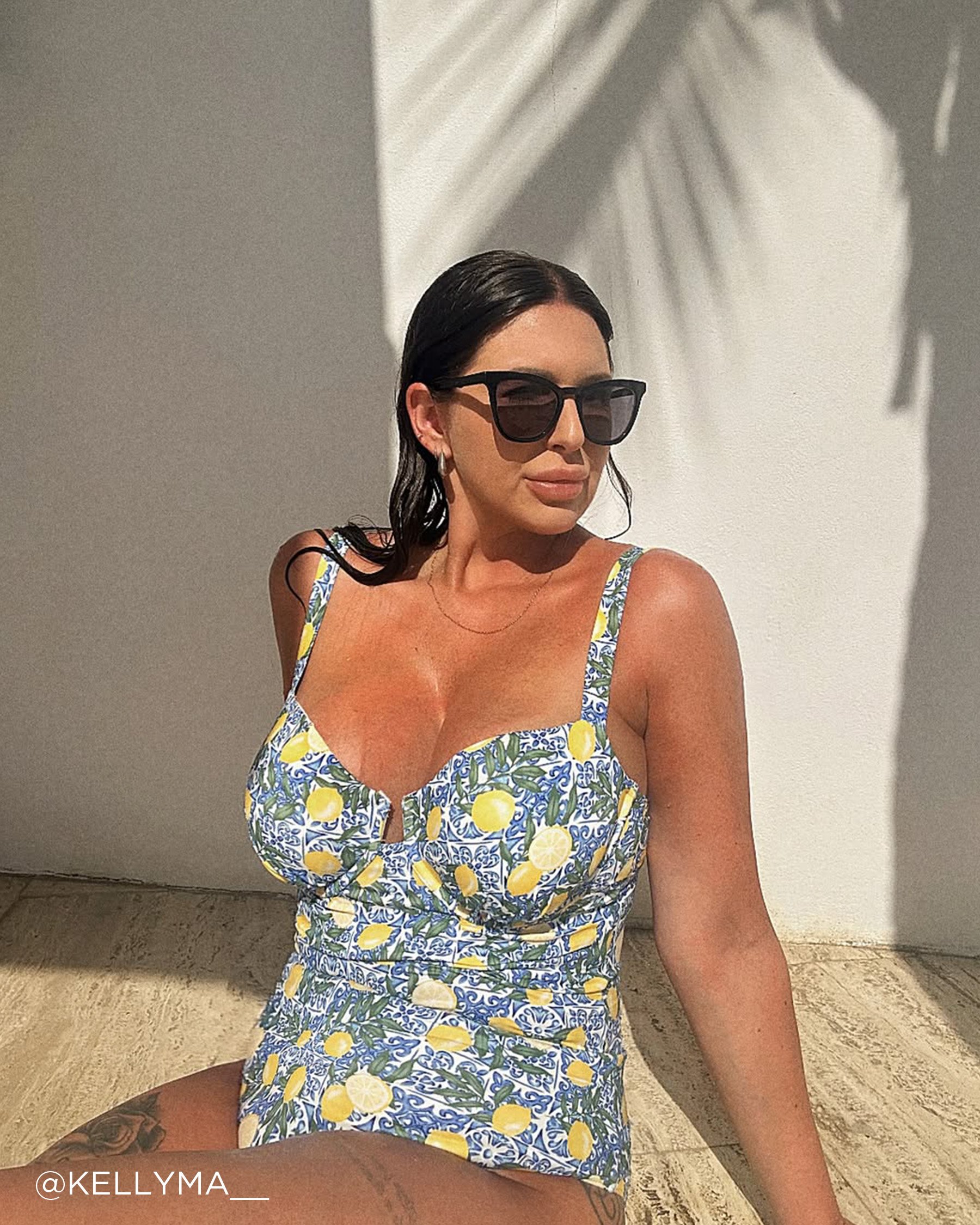 Maillot une-pièce balconnet LEMON TILE