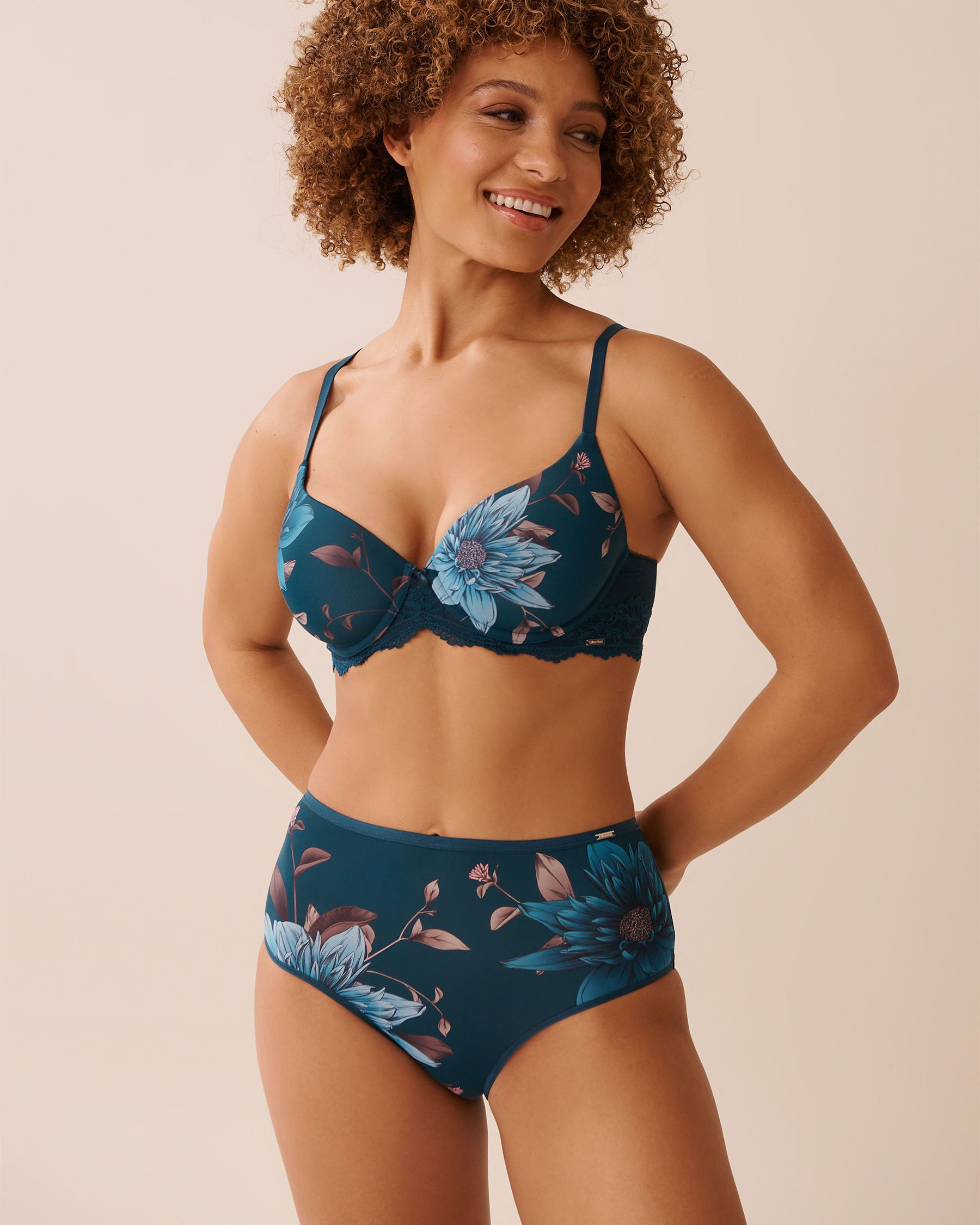 Lightly Lined Printed Microfiber Bra