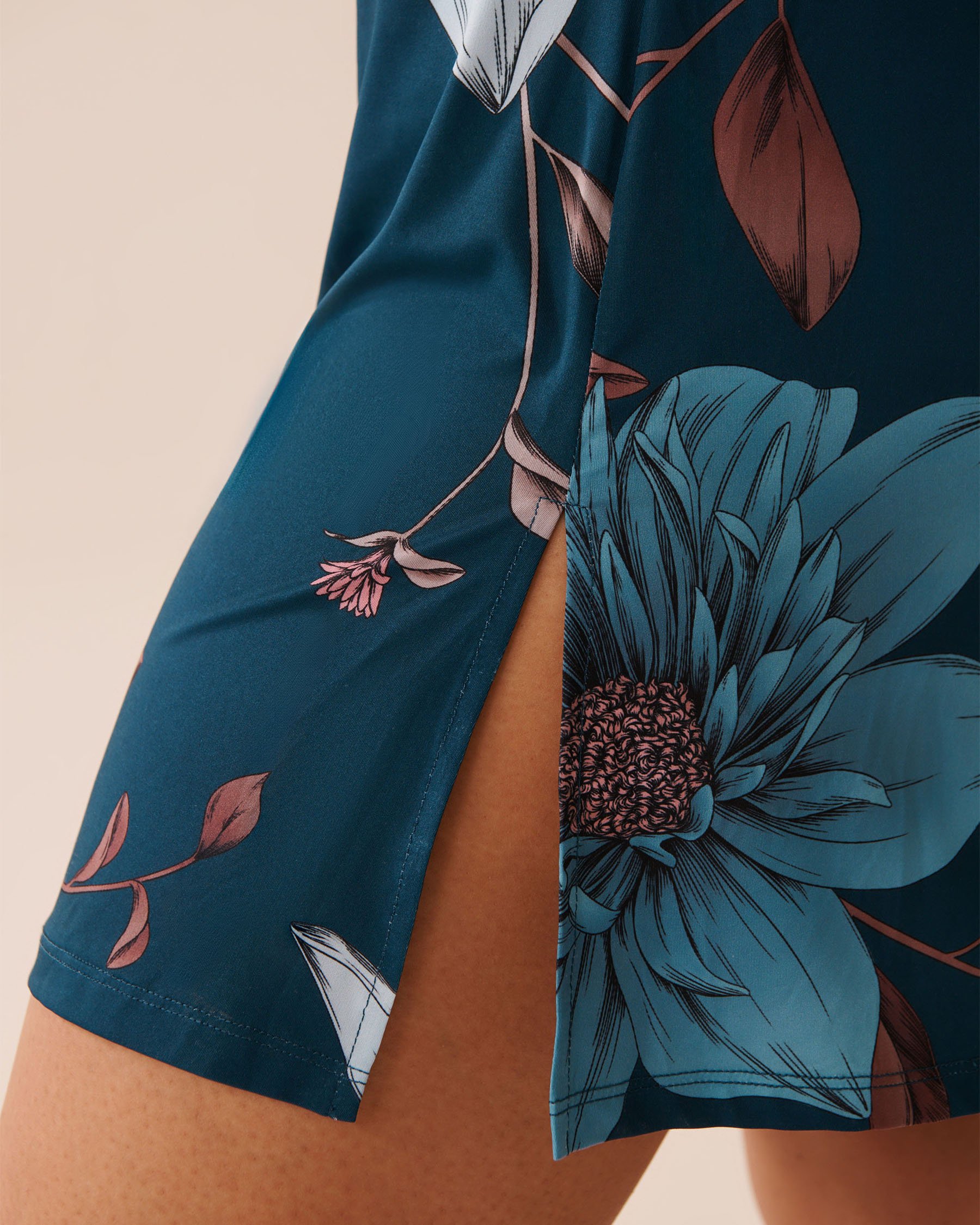 Recycled Fibers Chrysanthemum Print Nightie with Shelf Bra