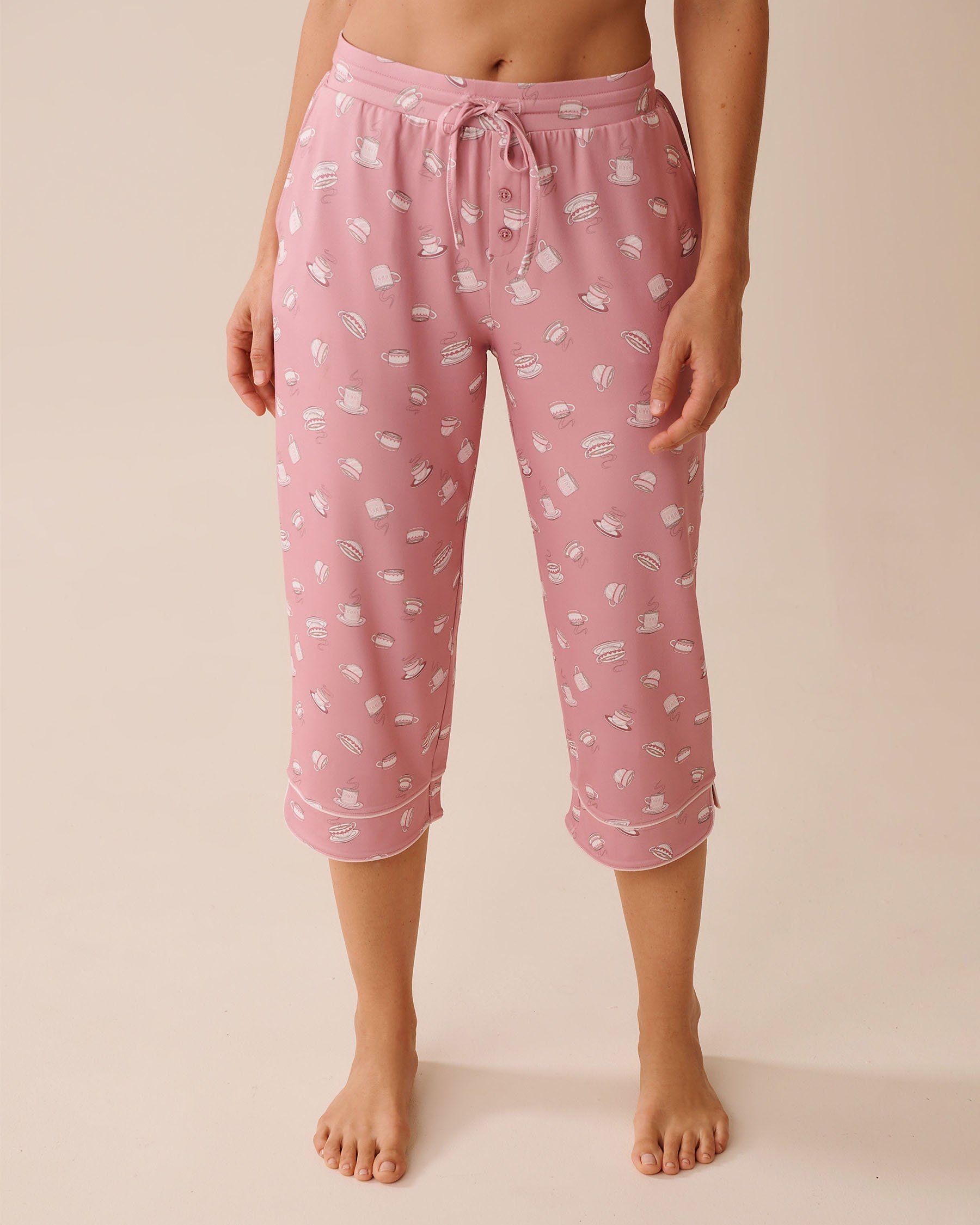 Coffee Cup Print Super Soft Pajama Capris