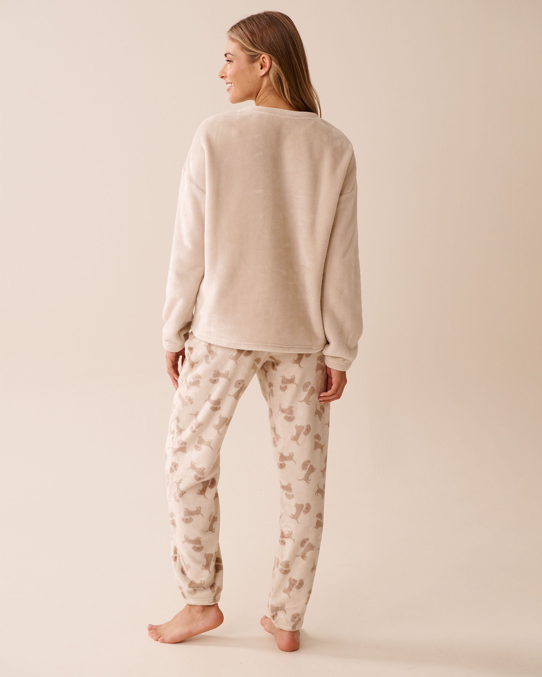 Dachshund Print Soft Plush PJ Set