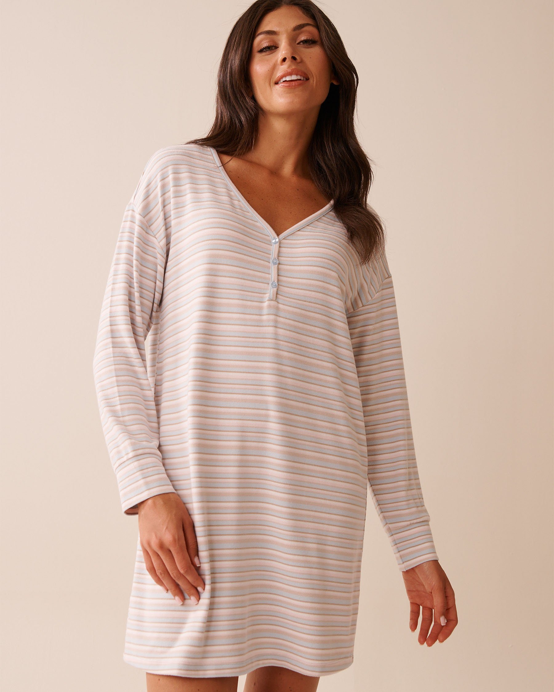 Pastel Stripe Recycled Fibers Long Sleeve Sleepshirt