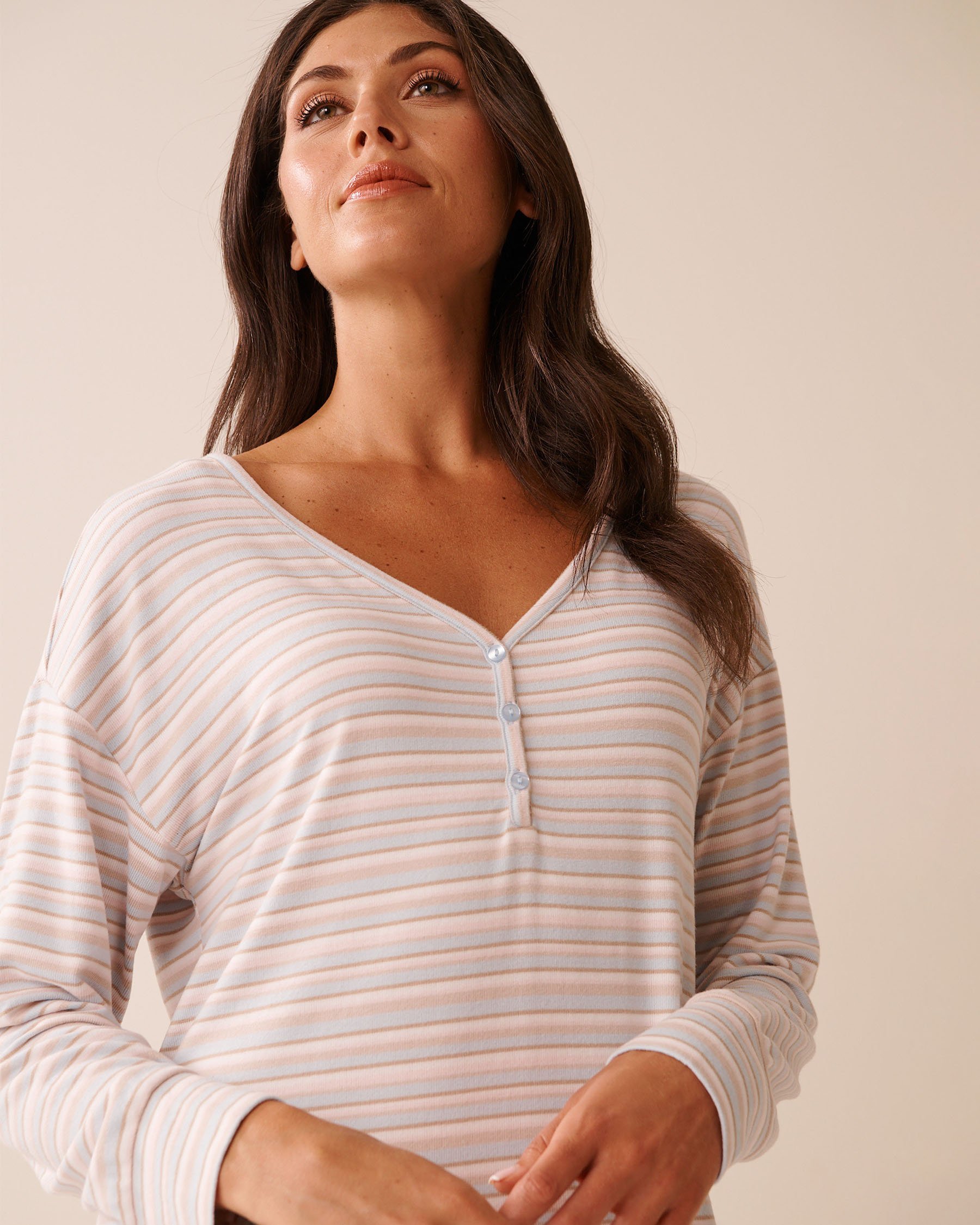 Pastel Stripe Recycled Fibers Long Sleeve Sleepshirt