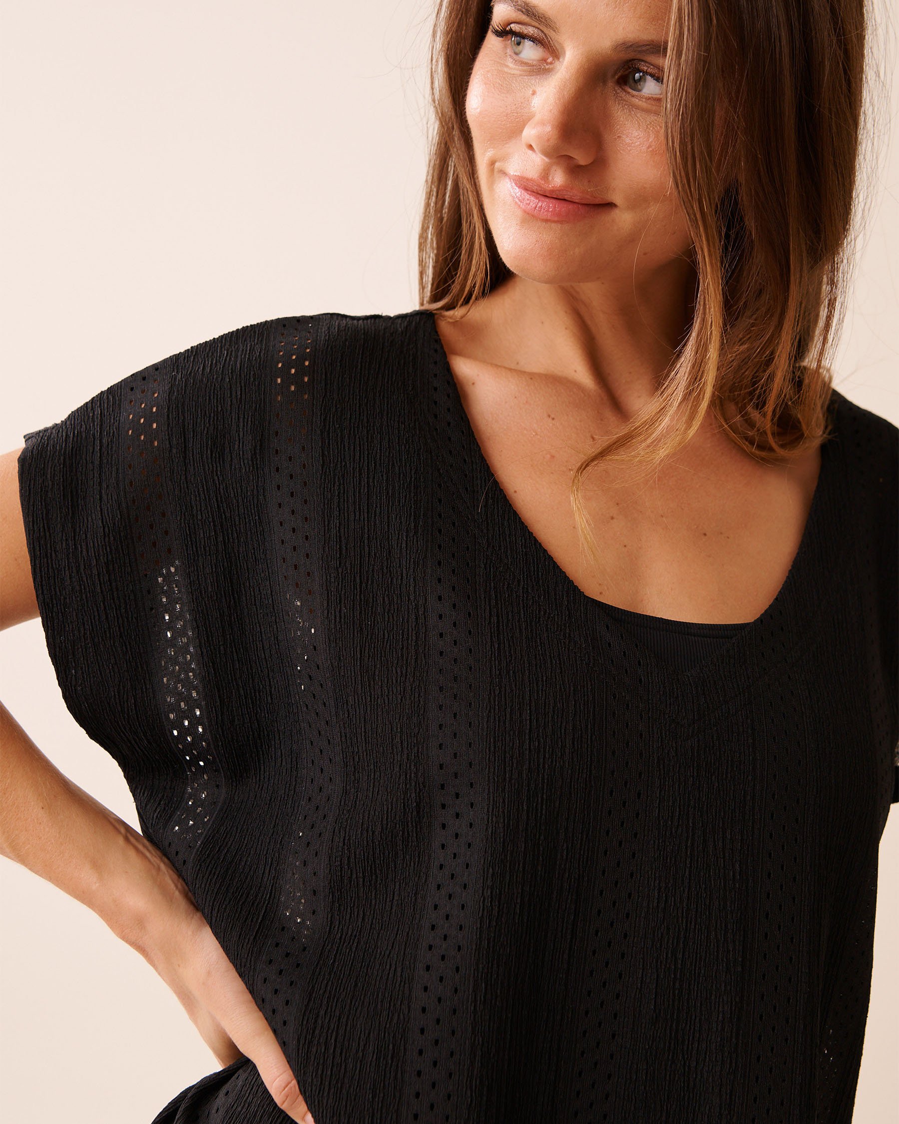 Crinkled V-neck Tunic