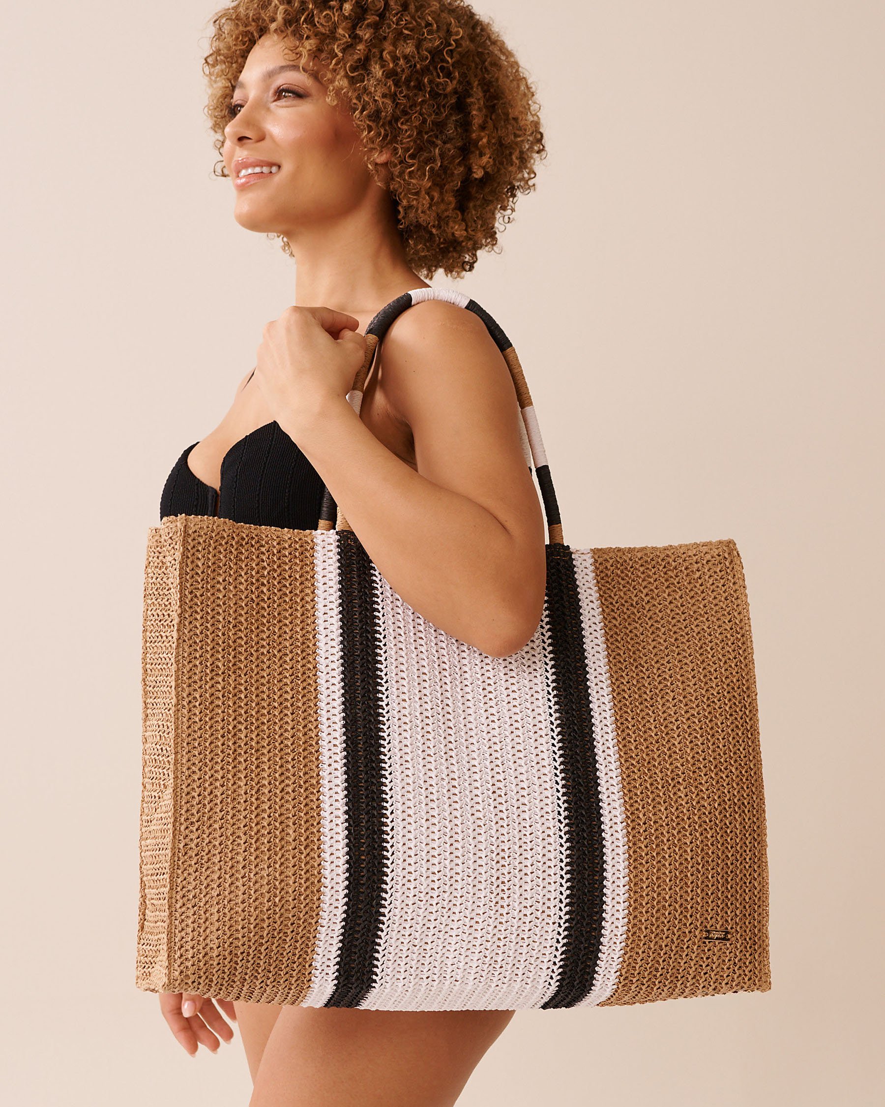 Sac en paille trois teintes