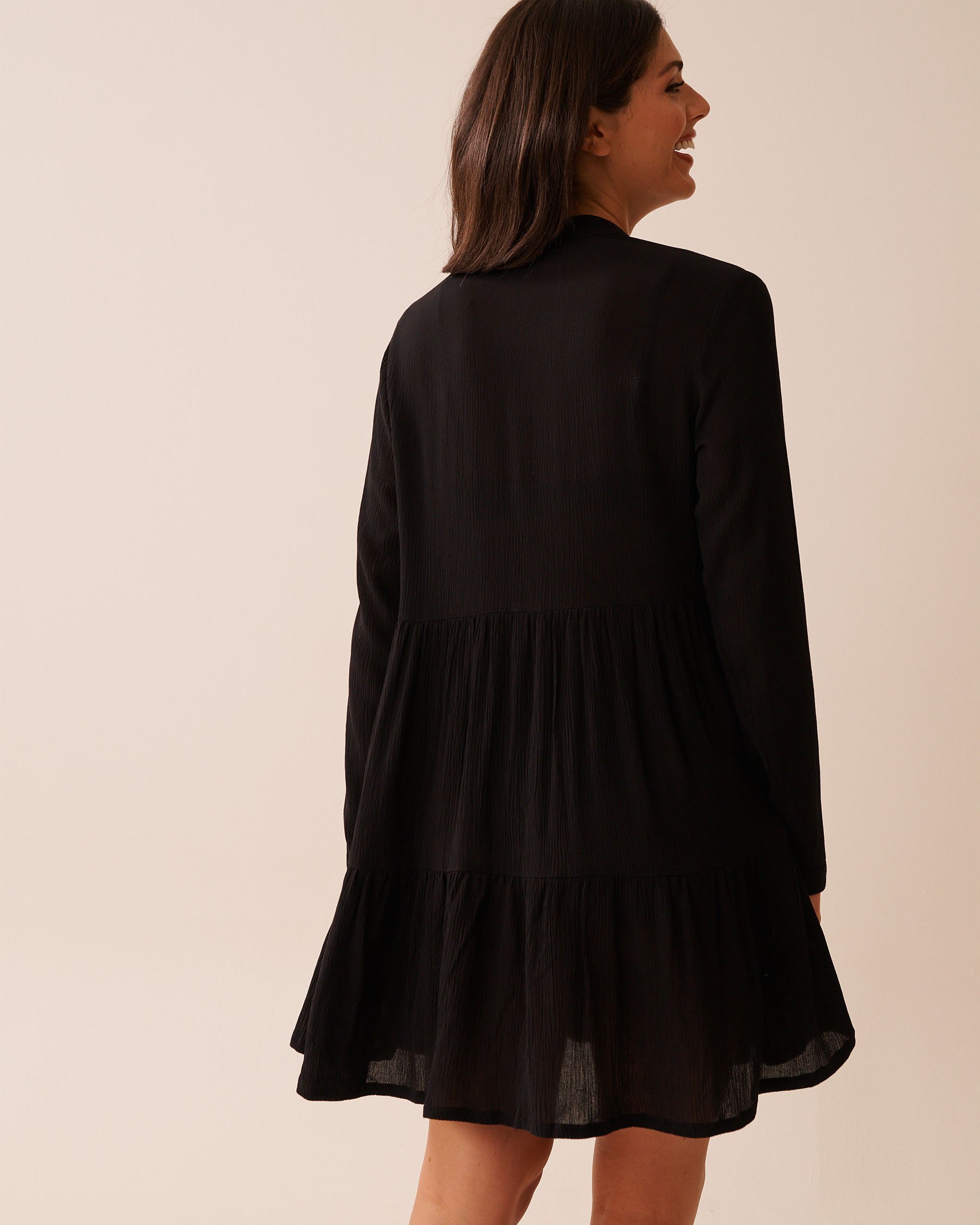 Long Sleeve Tiered Gauze Dress