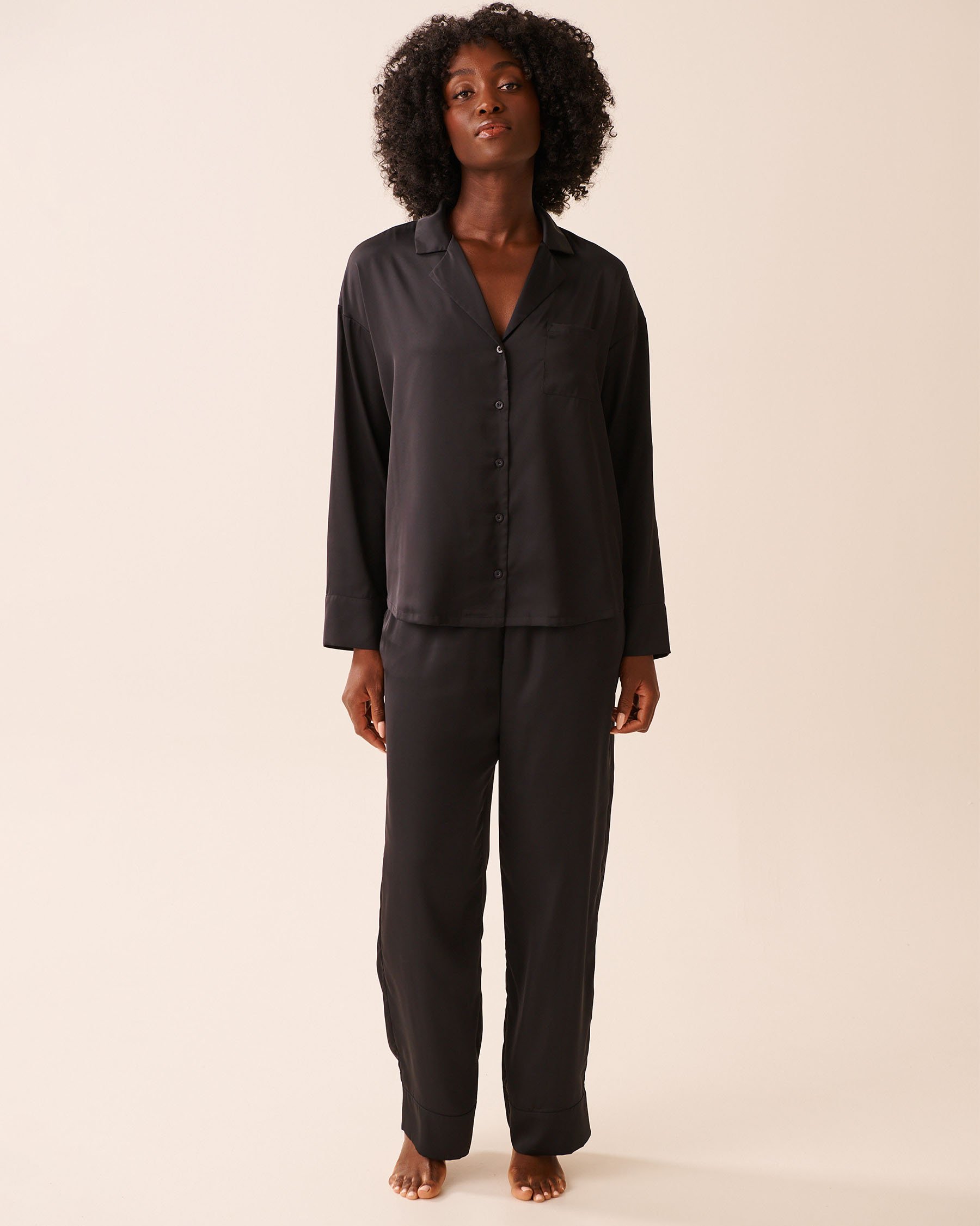 Long Sleeve Satin Pajama Set