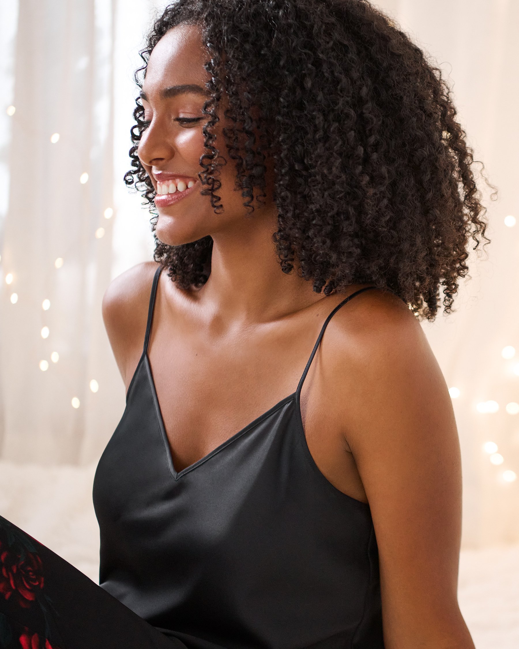 Red Rose Print Satin Cami