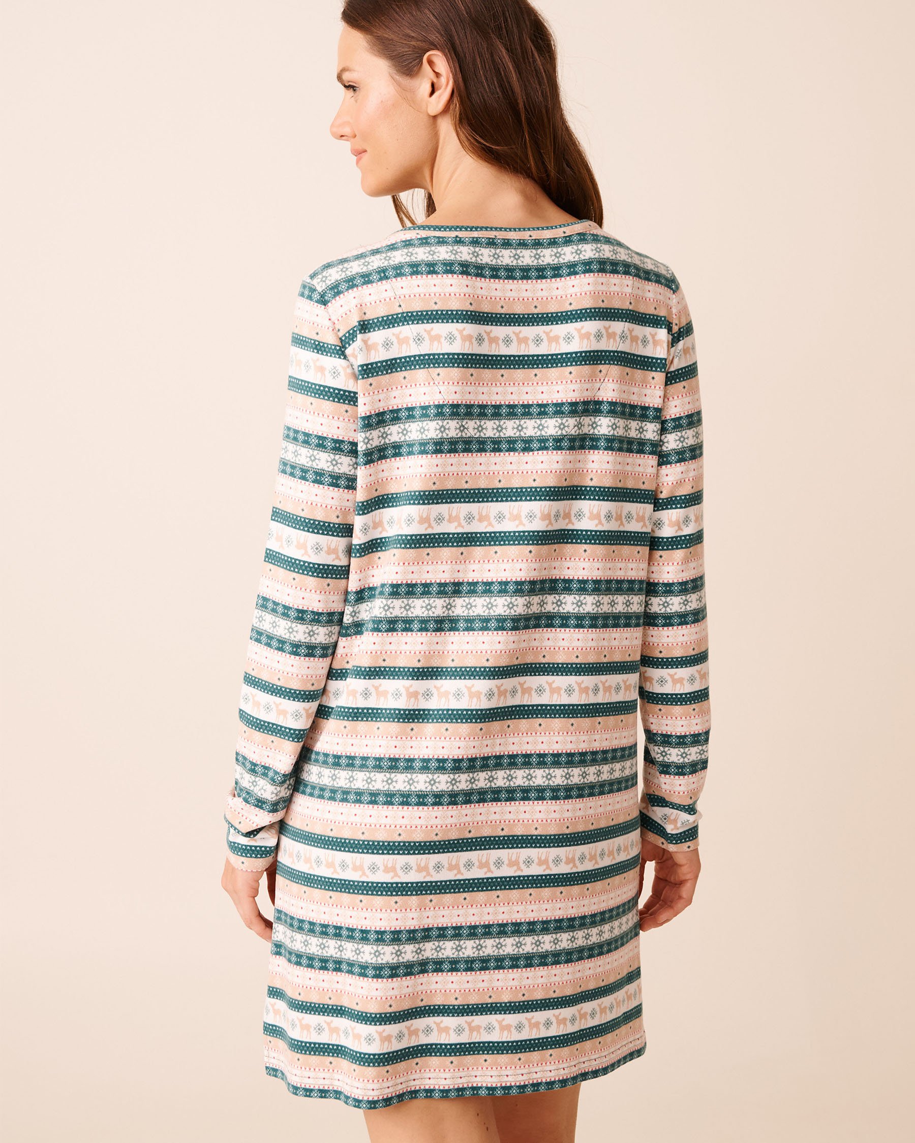 Deer Print Recycled Fibers Long Sleeve Sleepshirt