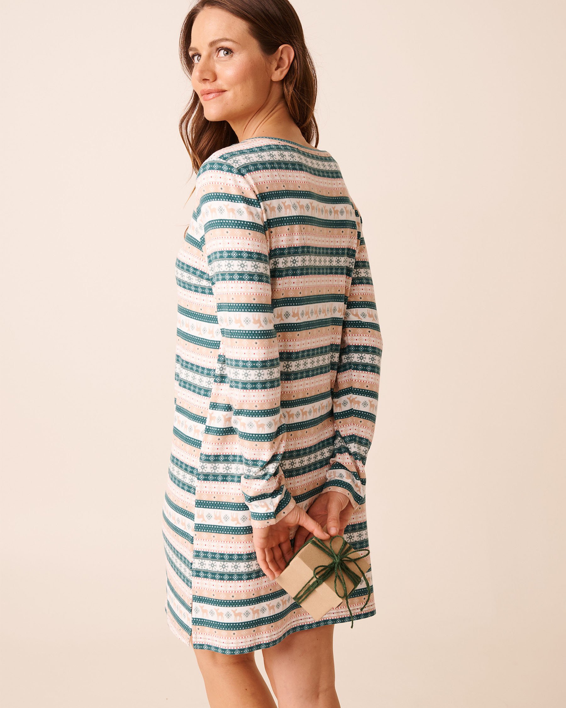 Deer Print Recycled Fibers Long Sleeve Sleepshirt