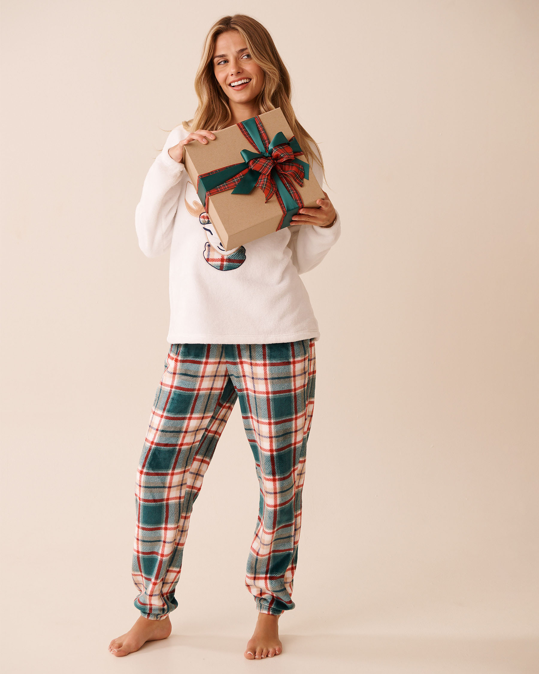 Ensemble pyjama en peluche douce imprimé cerf