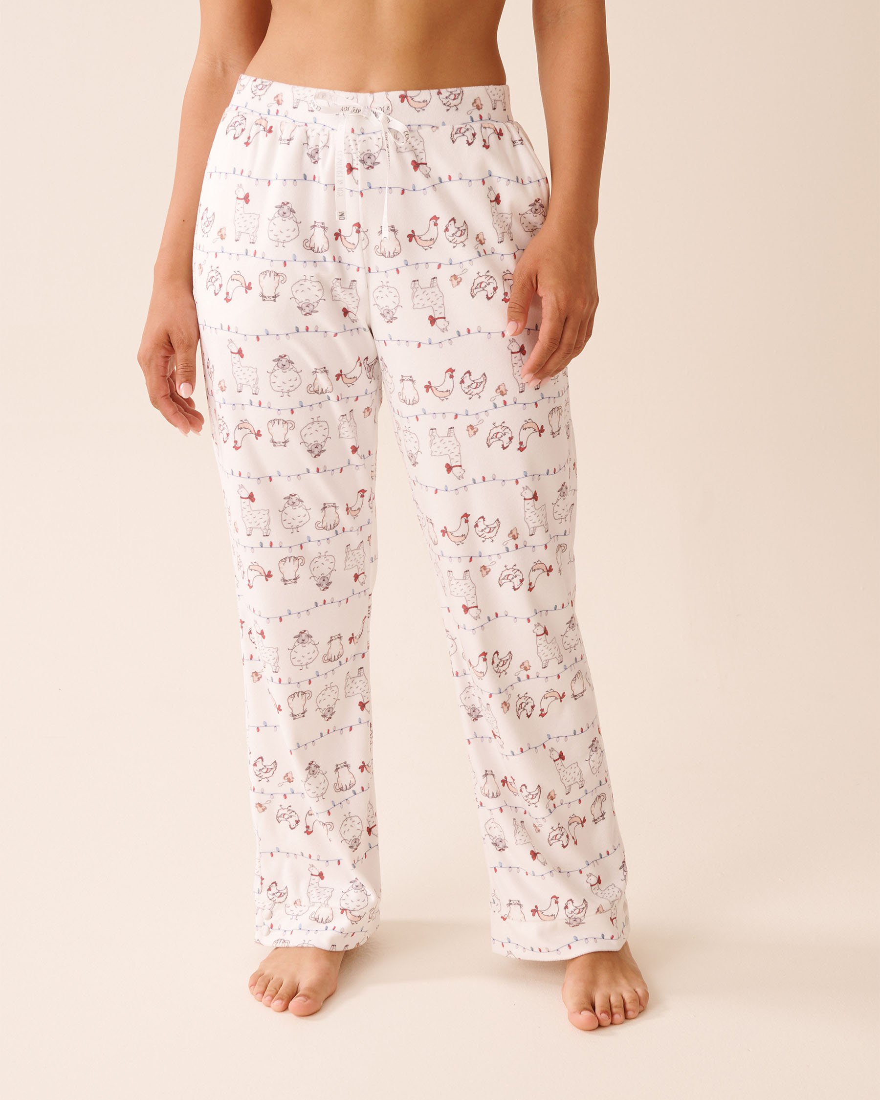 Farm Friends Print Soft Velour Pajama Pants