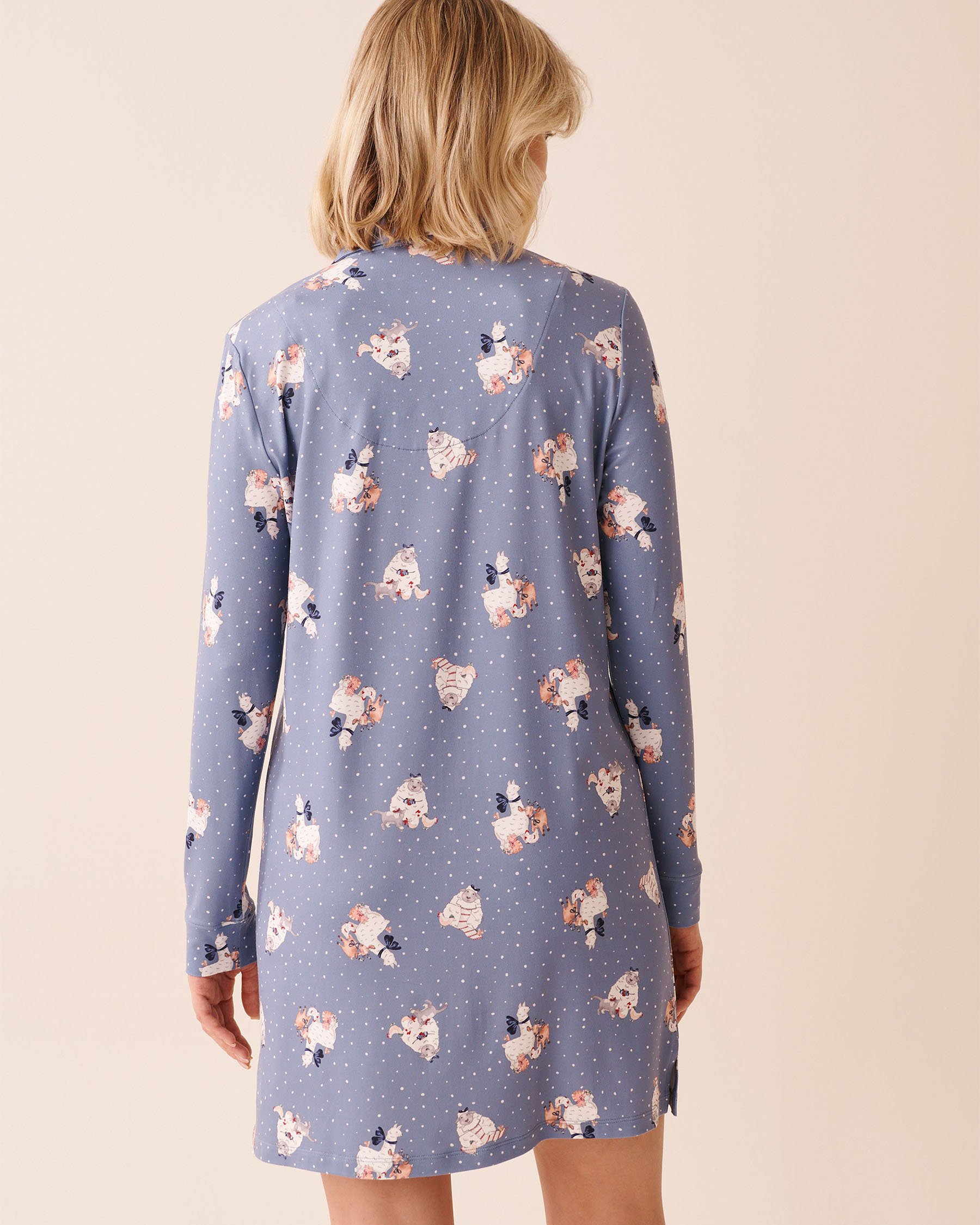 Spa Time Teddy Print Super Soft Button-down Sleepshirt