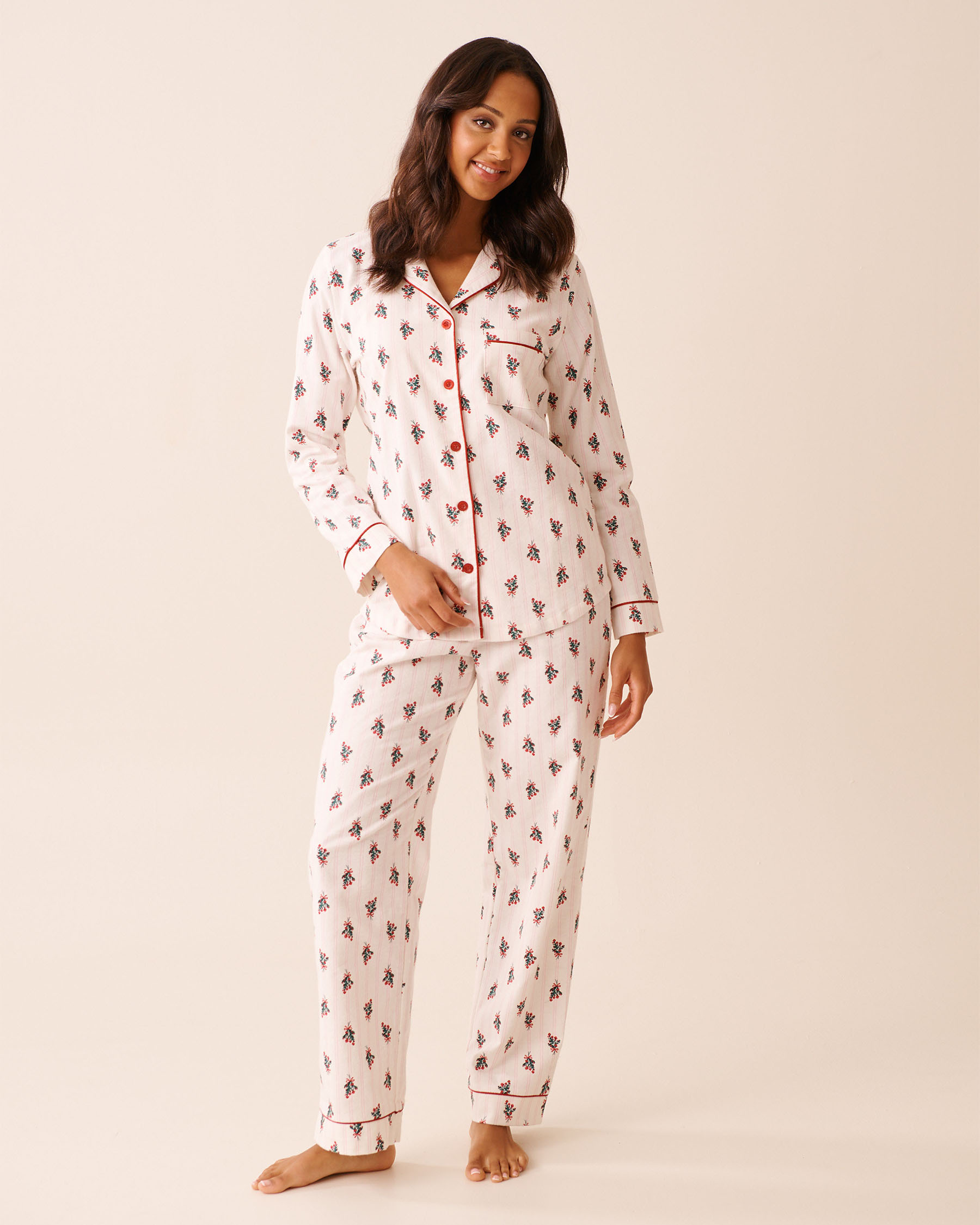 Cat Print Flannel PJ Set