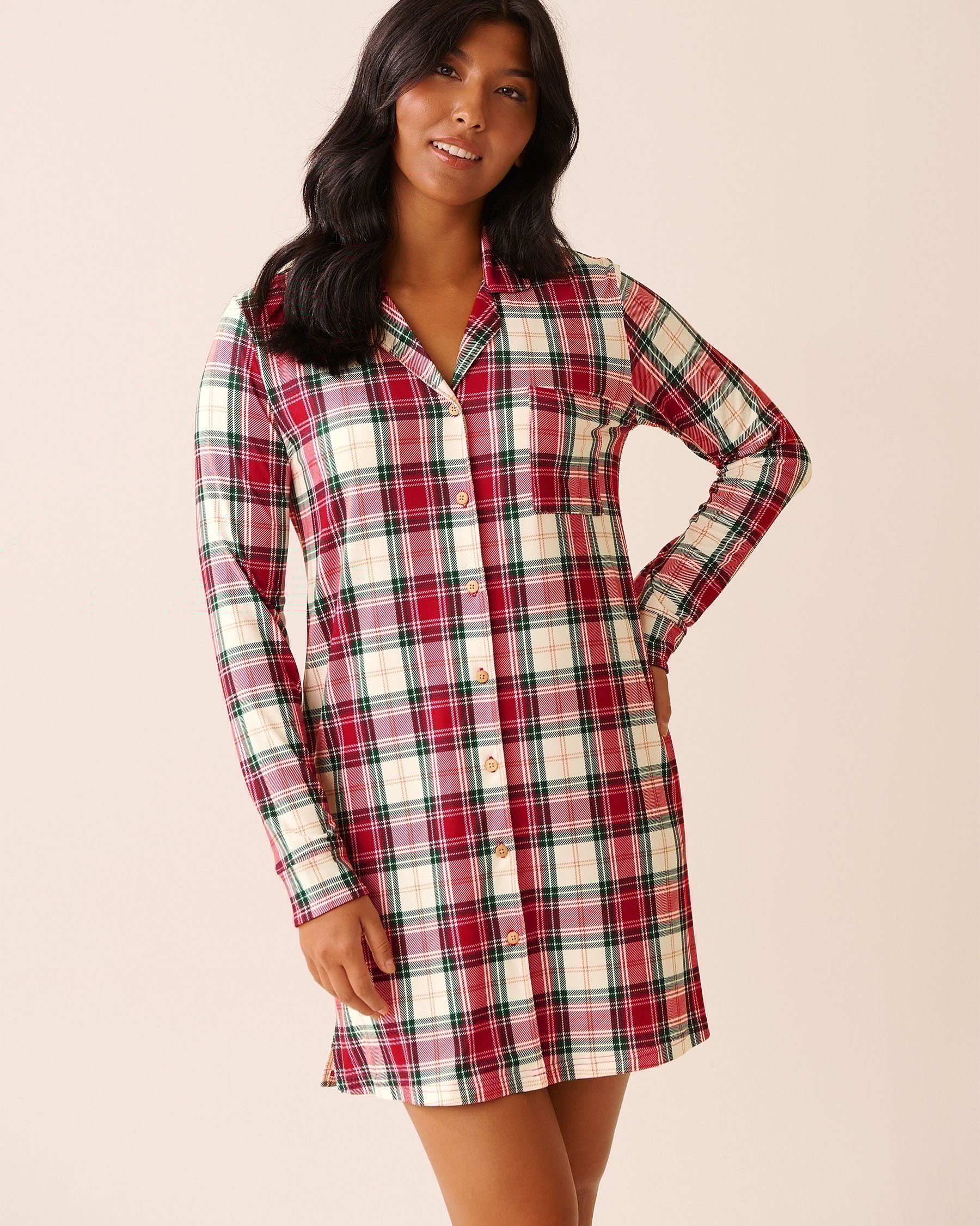 Red Plaid Super Soft Button-down Sleepshirt