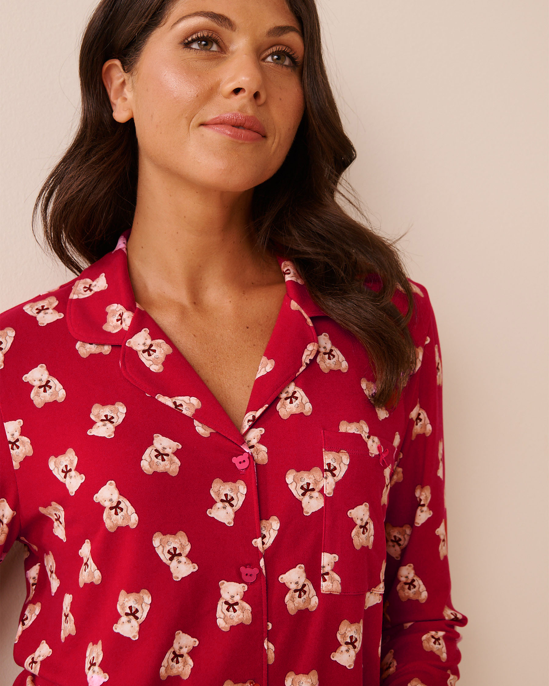 Teddy Bear Print Super Soft Button-down Shirt