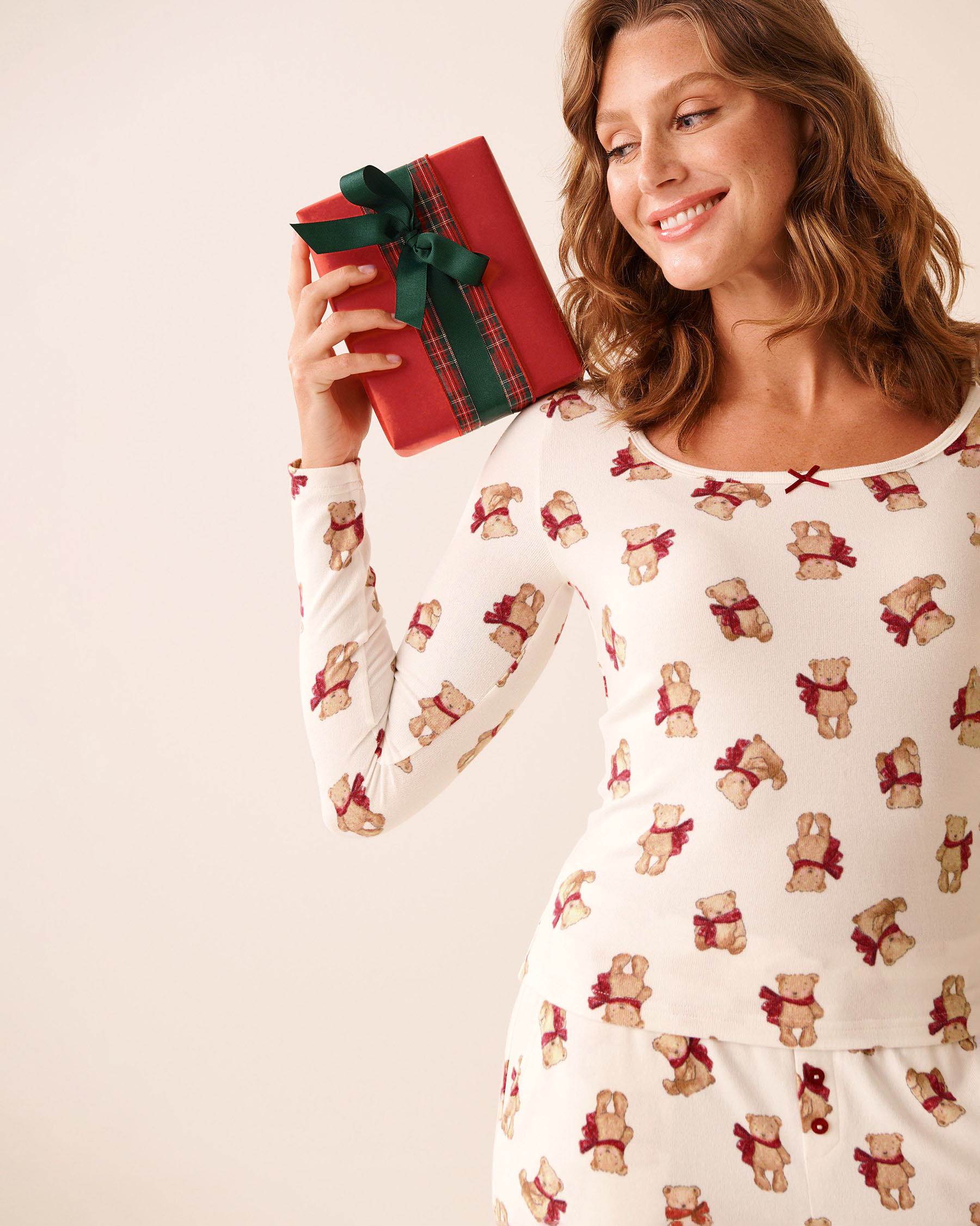 Teddy Bear Print Recycled Fibers Long Sleeve Shirt