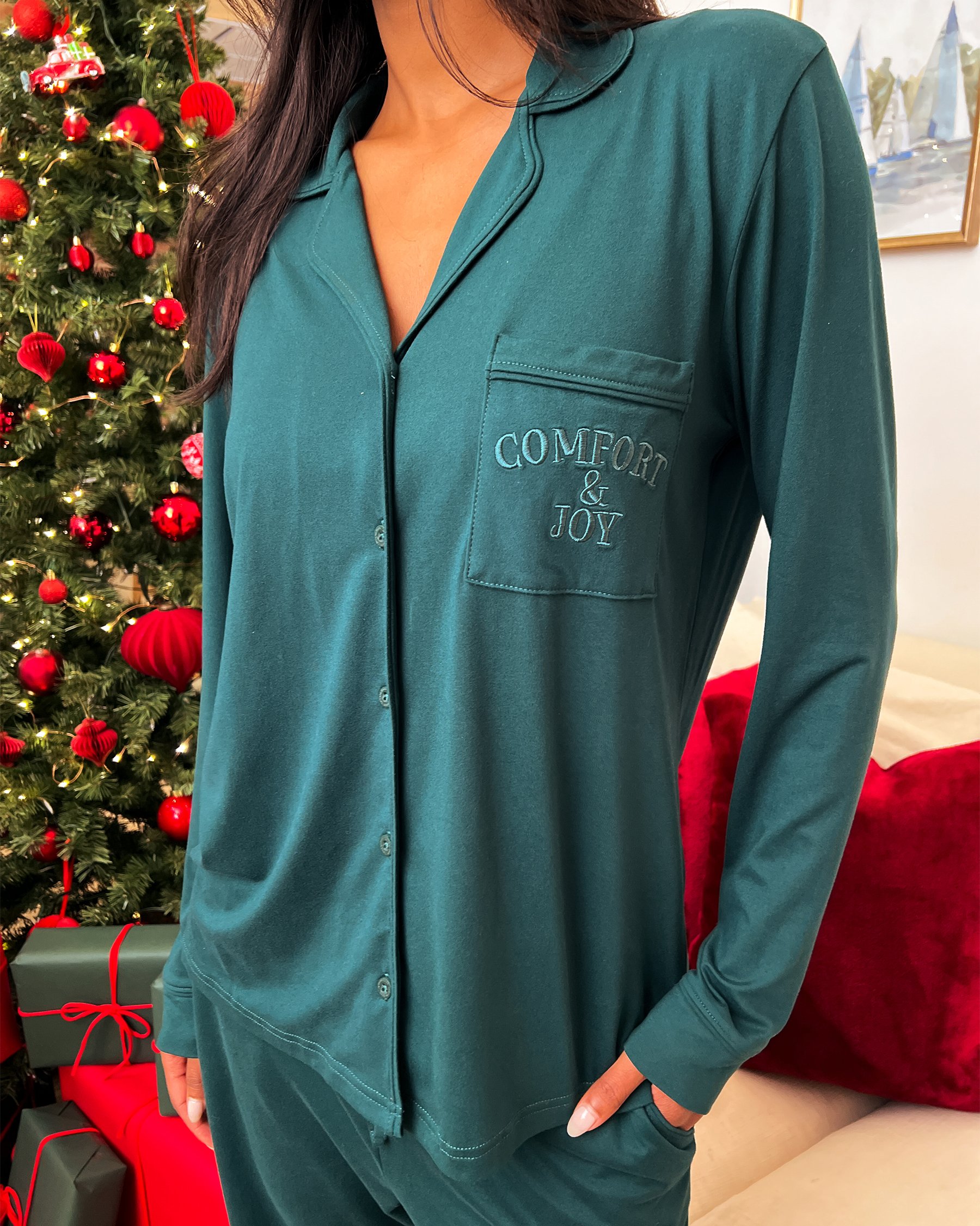 Comfort & Joy Print Super Soft Button-down Shirt