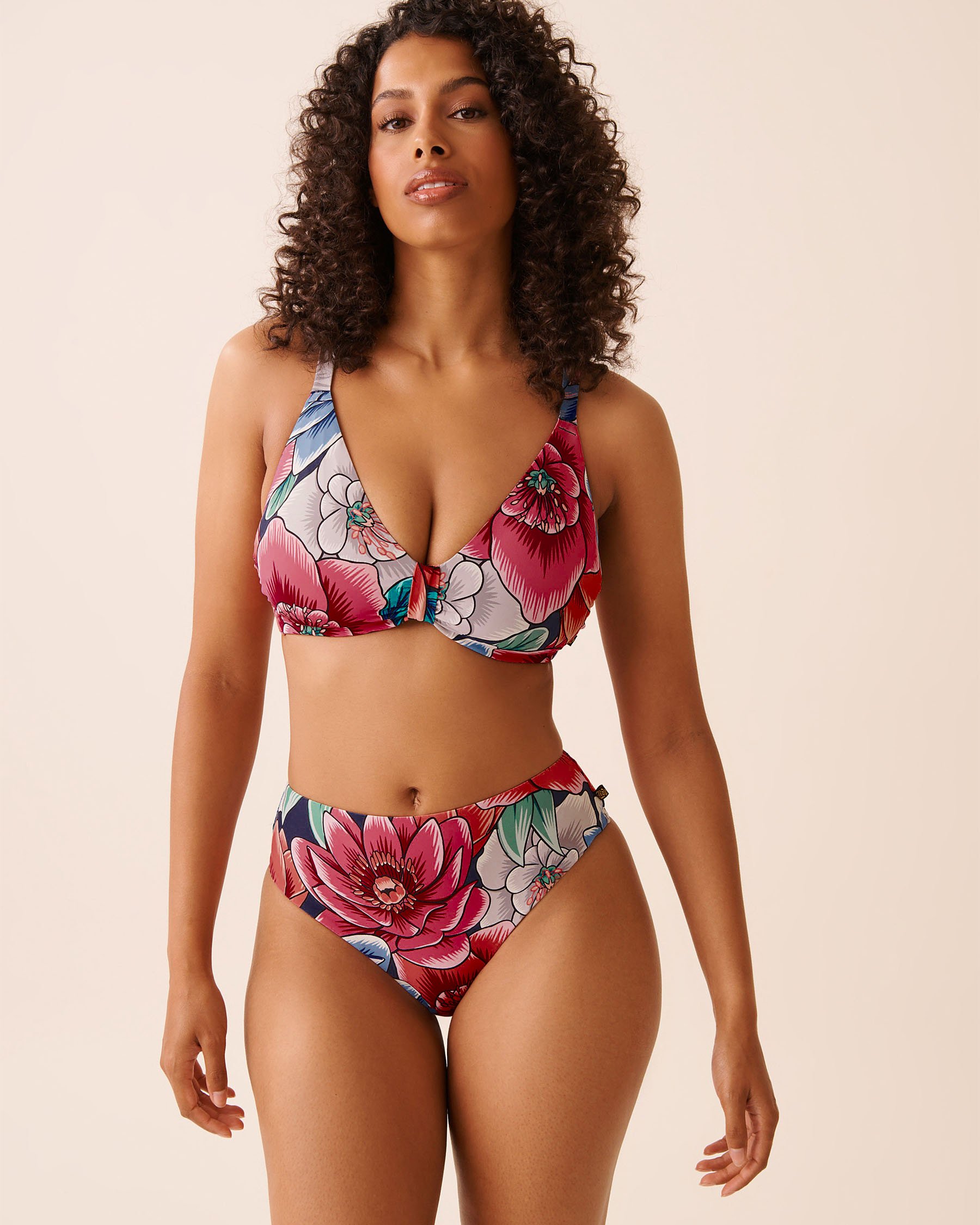 FLORAL POP D Cup Triangle Bikini Top