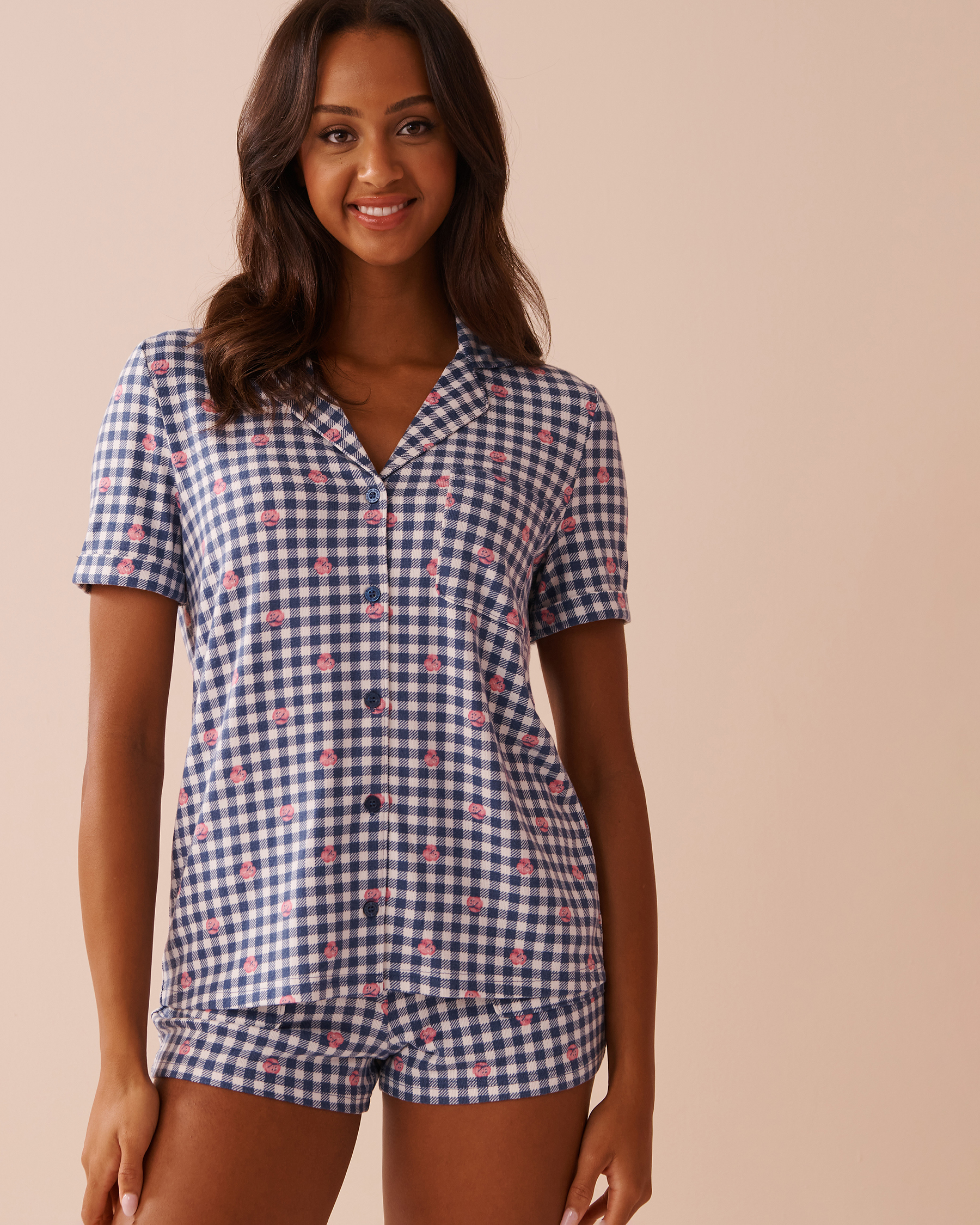Gingham Print Recycled Fibers Button-down Shirt