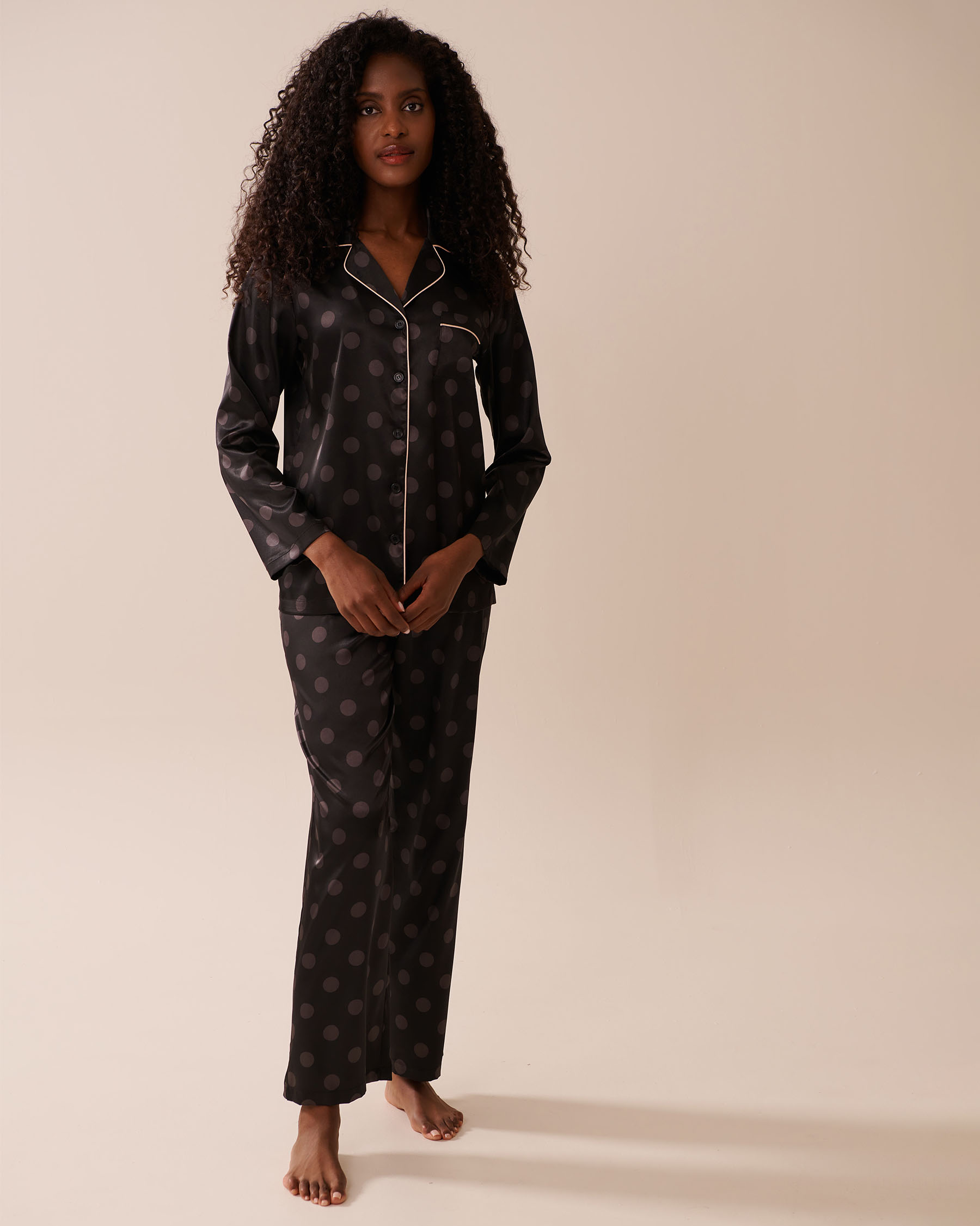 Polka Dot Satin Pajama Set