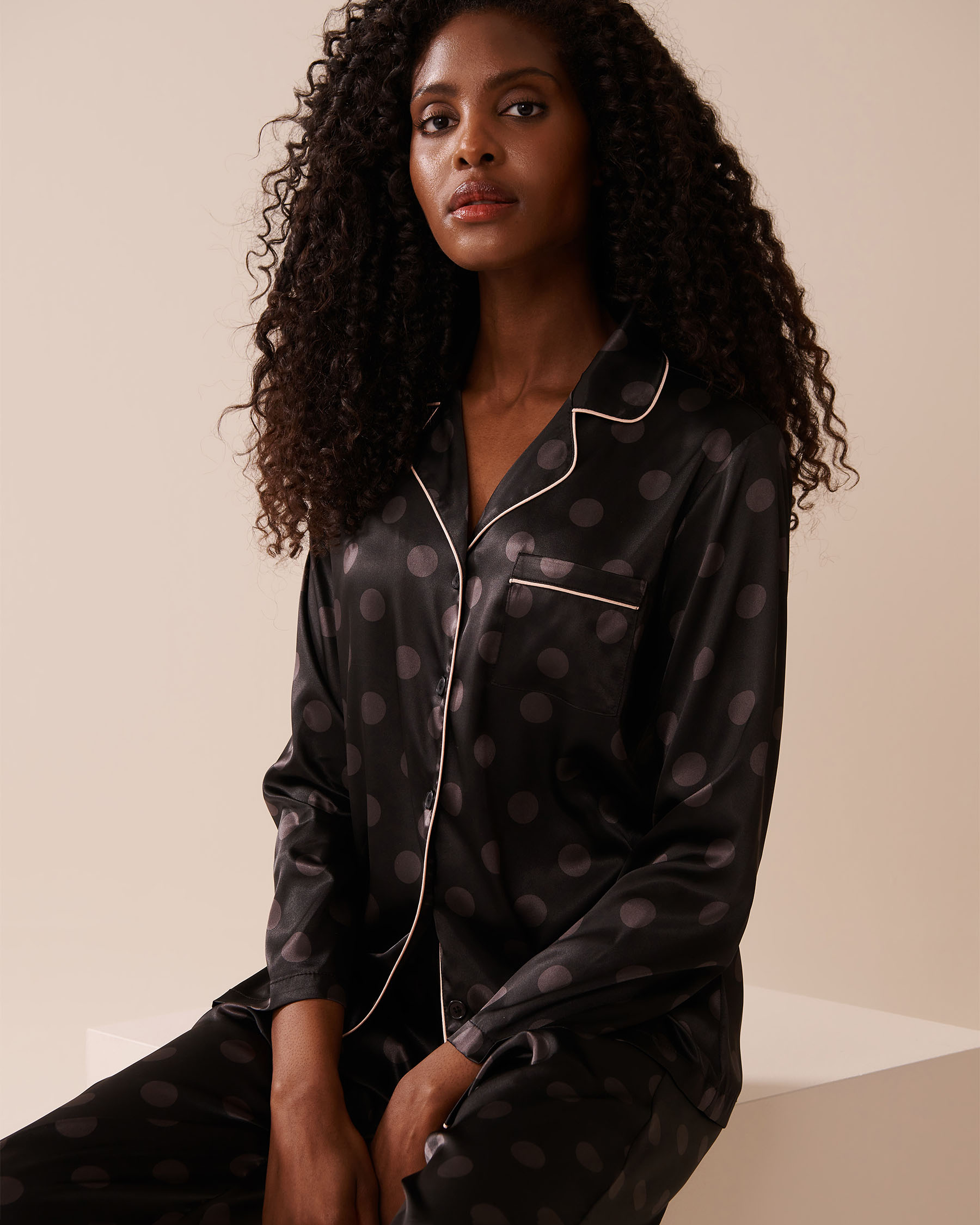 Polka Dot Satin Pajama Set