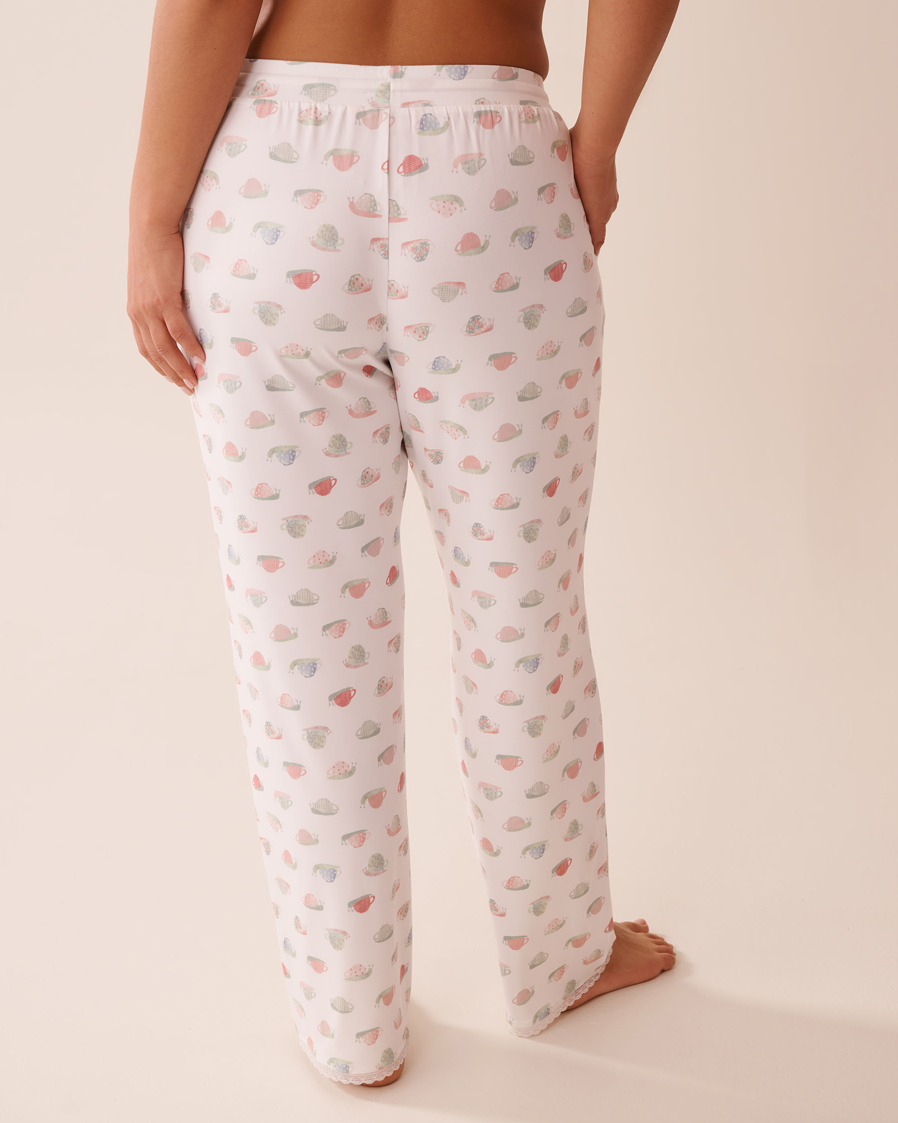 Snail Print Lace Trim Super Soft Pajama Pants