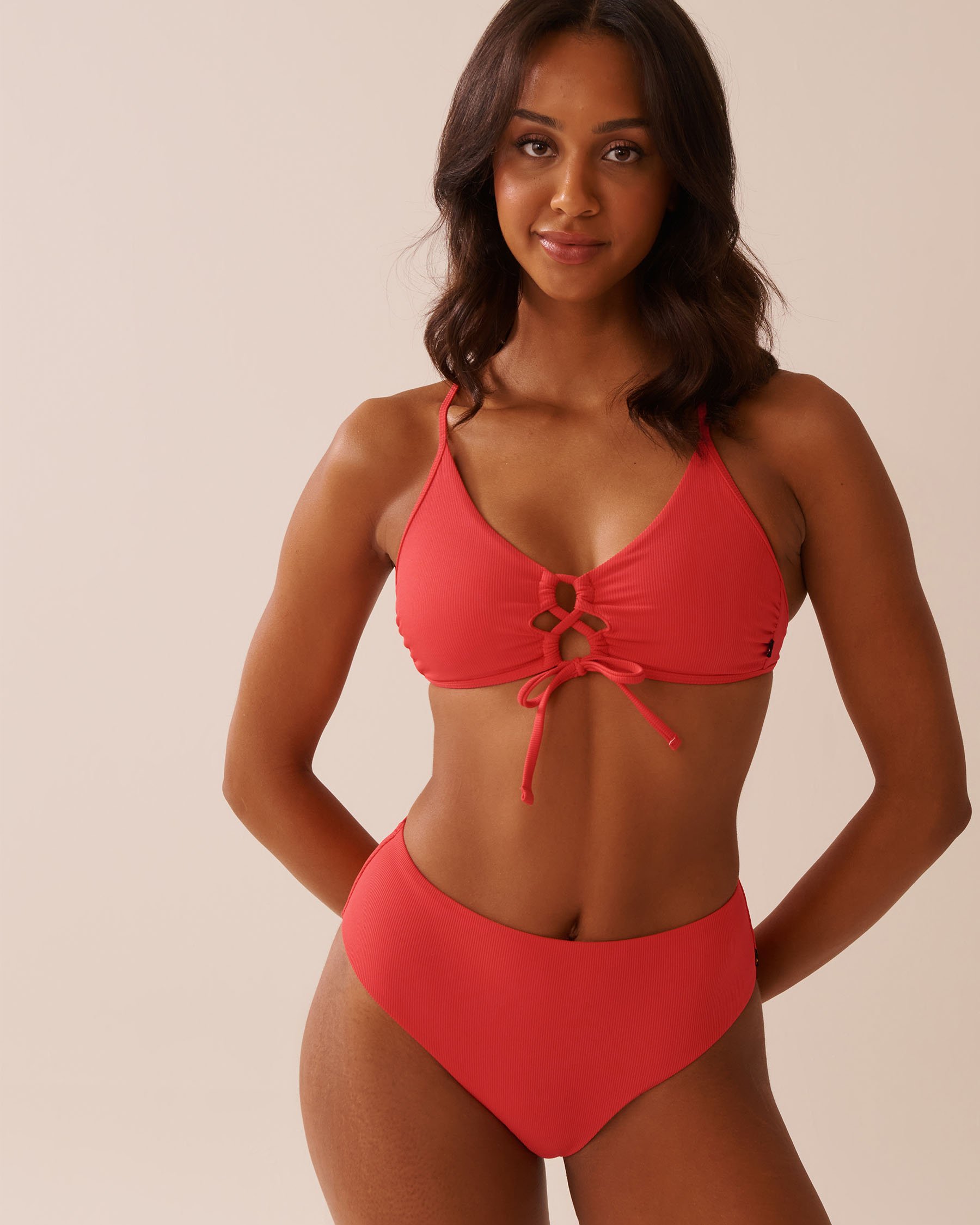 HIBISCUS Ribbed Mid-rise Cheeky Bikini Bottom