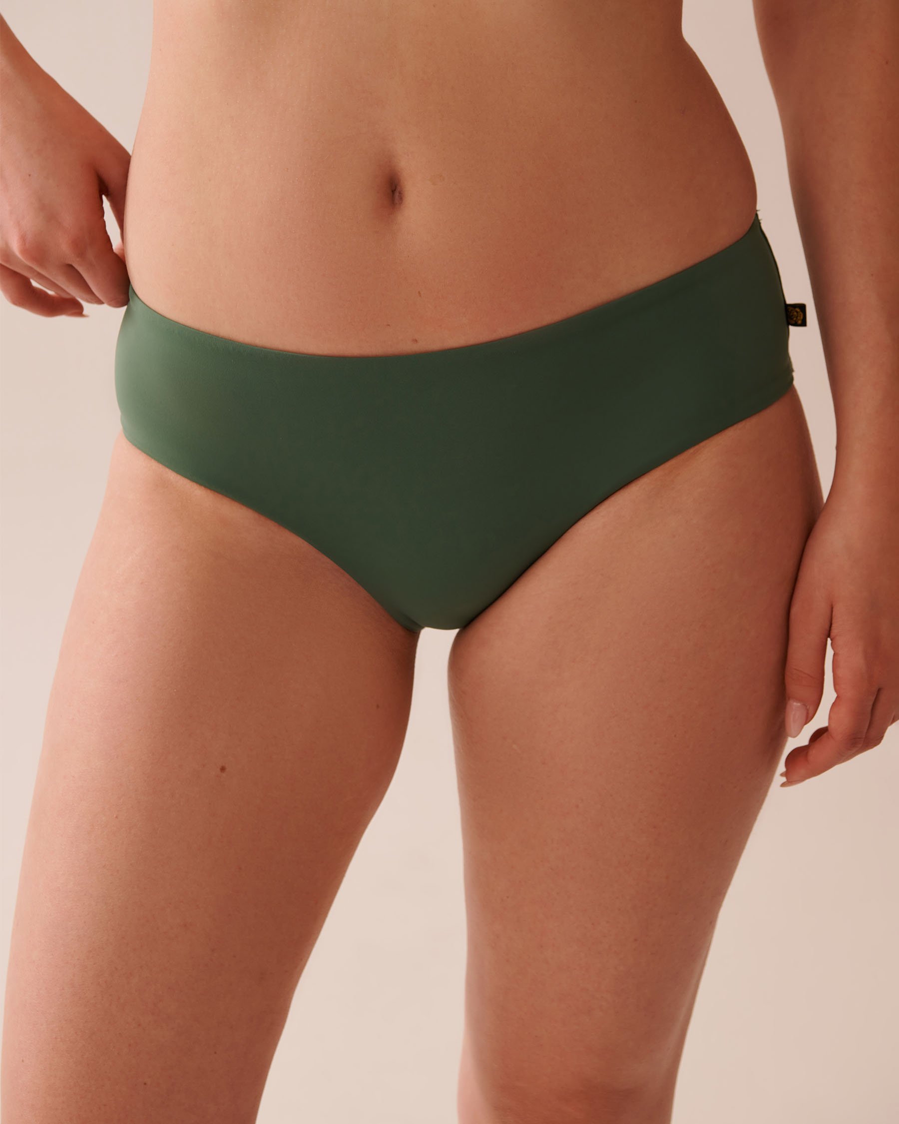 Bas de bikini hipster en fibres recyclées KHAKI