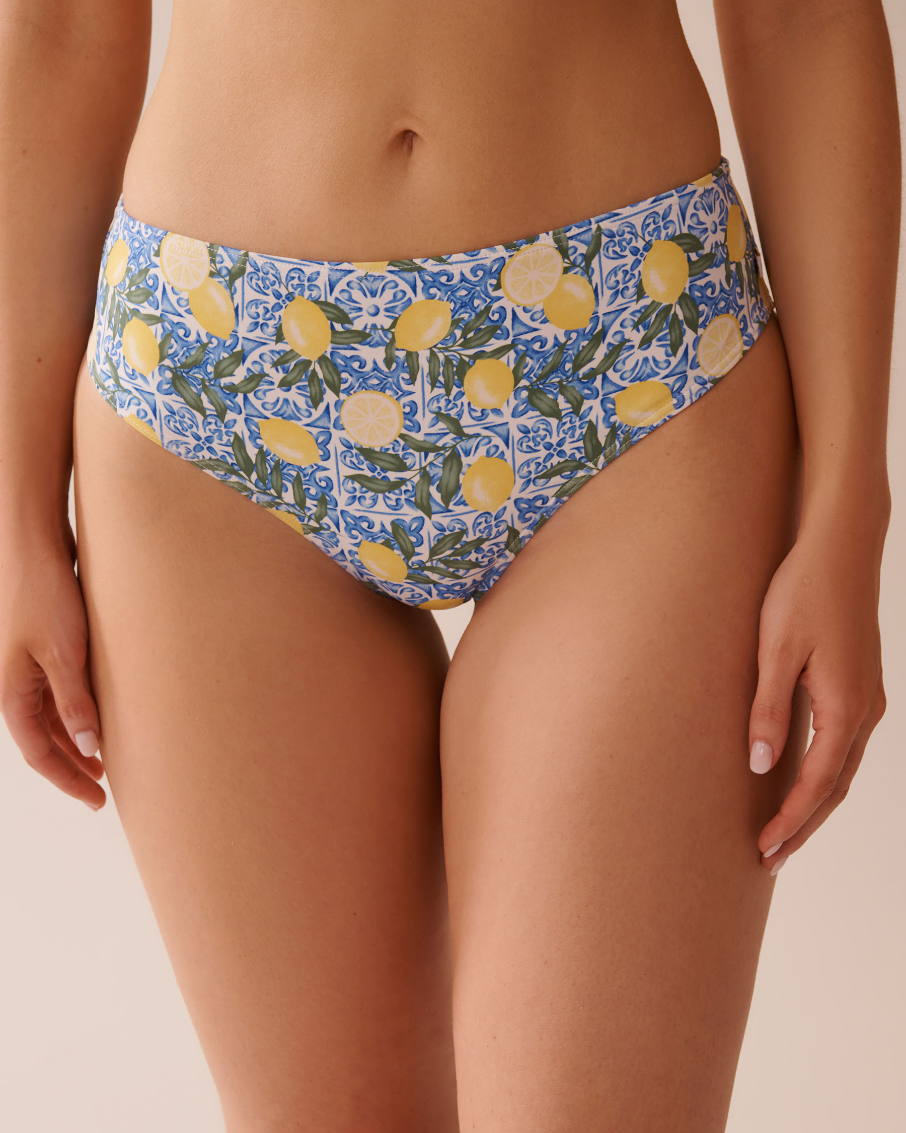 LEMON TILE Mid Waist Cheeky Bikini Bottom