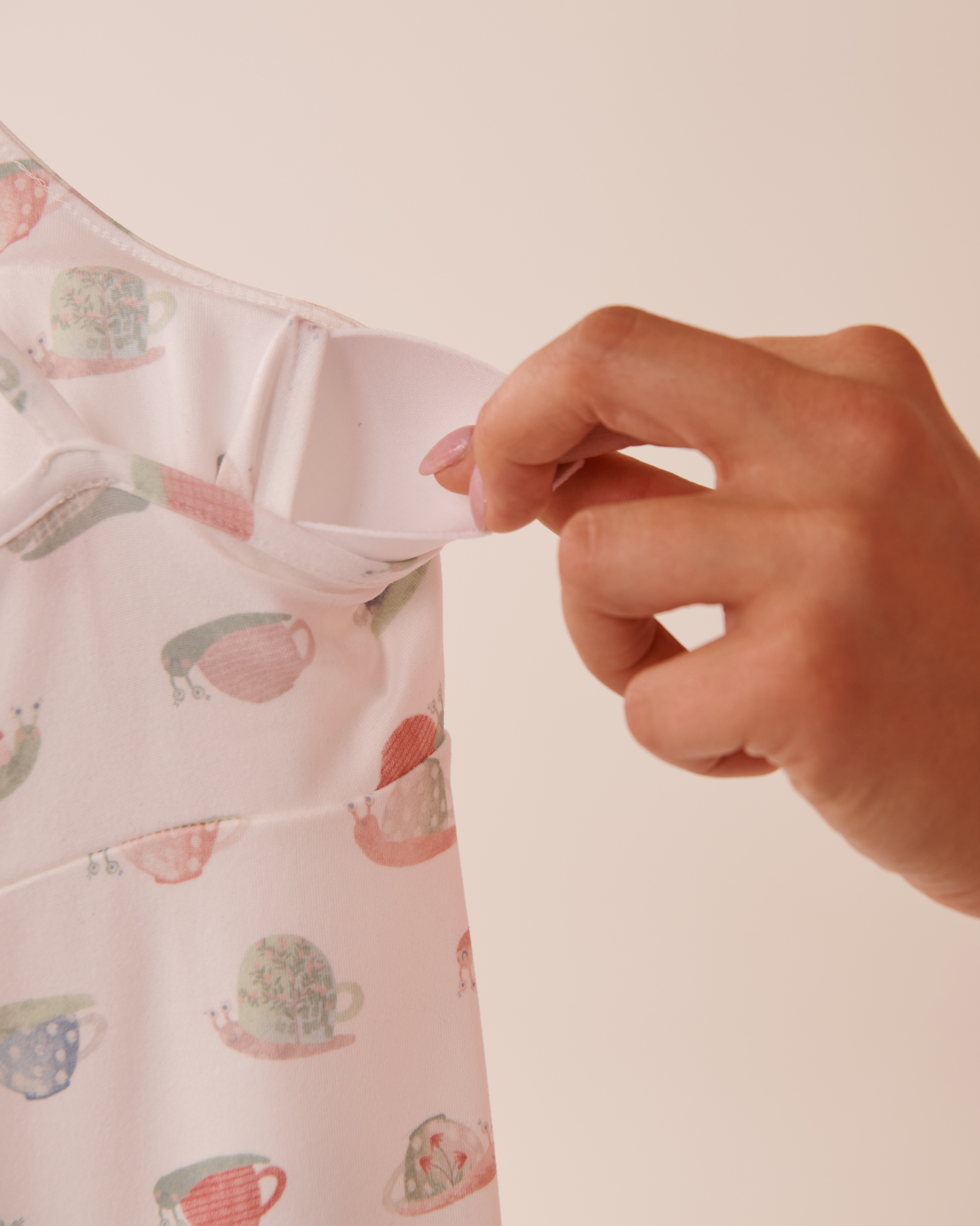 Snail Print Lace Trim Super Soft Nightie