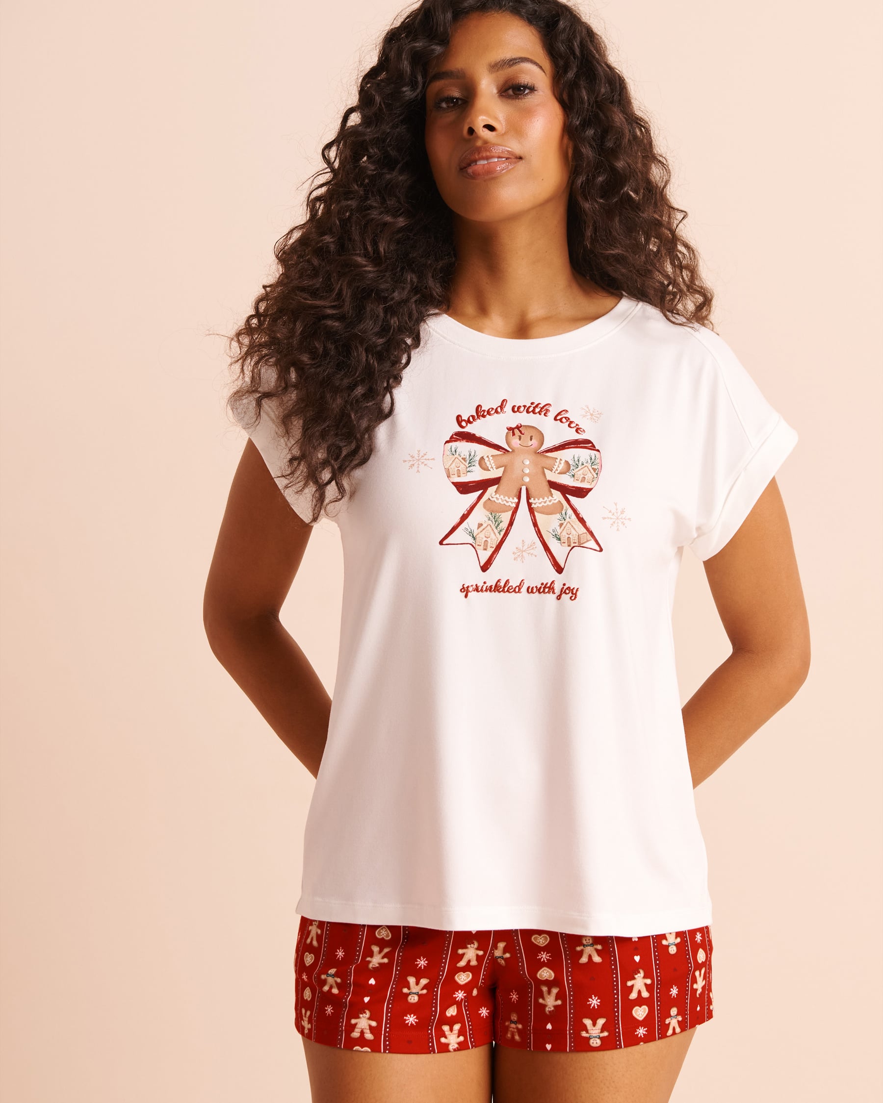 T-shirt manches courtes ultra doux imprimé pain d'épices