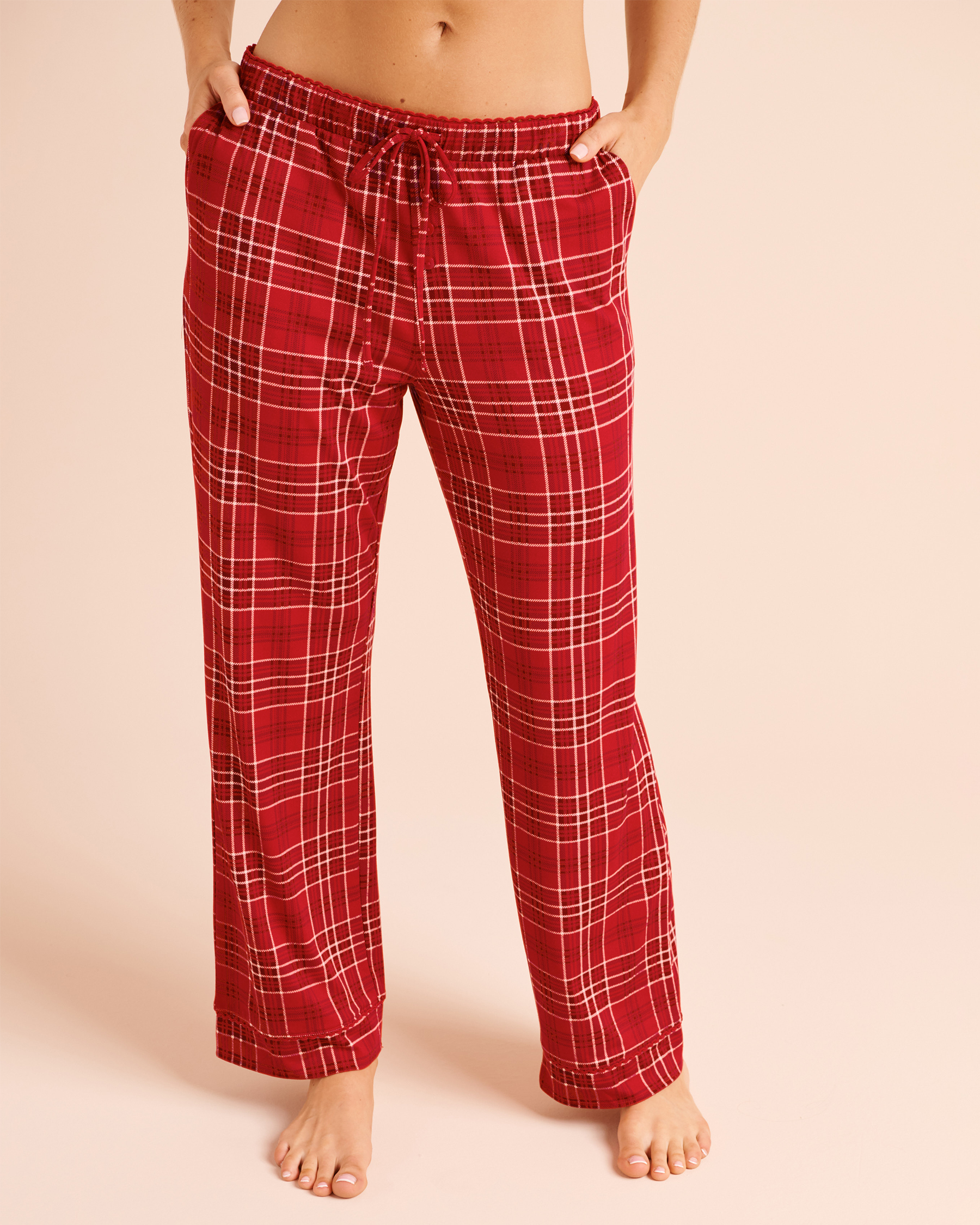 Pantalon de pyjama ultra doux carreaux rouges