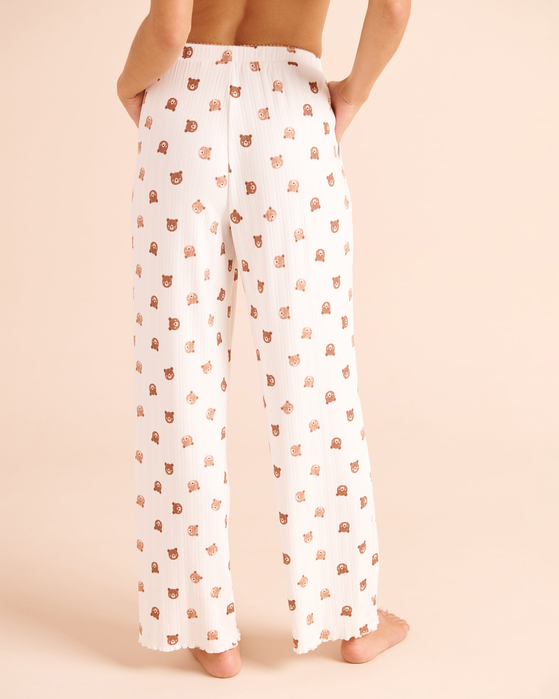 Teddy Bear Print Brushed Pointelle Pajama Pants