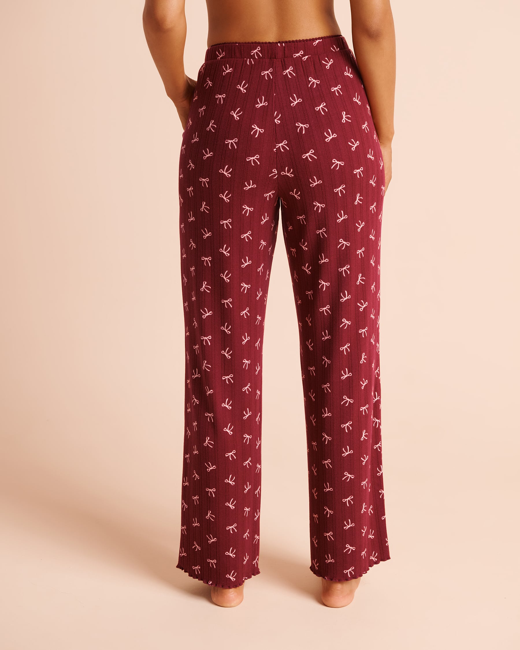 Bow Print Brushed Pointelle Pajama Pants