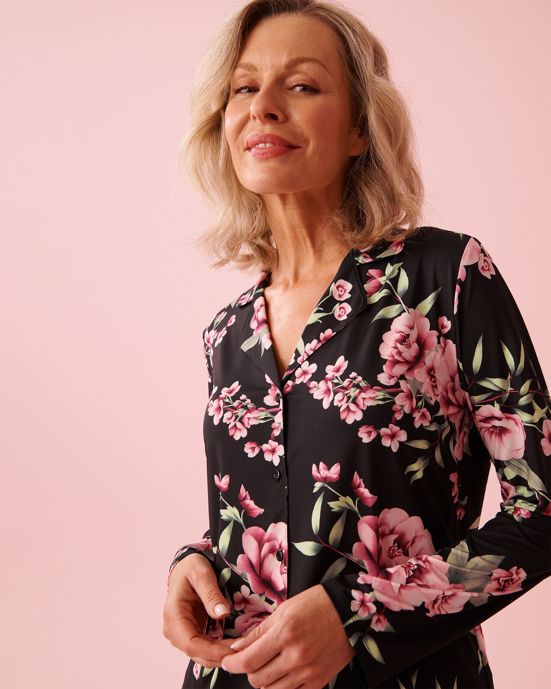 Peony Print Recycled Fibers Button-down Shirt