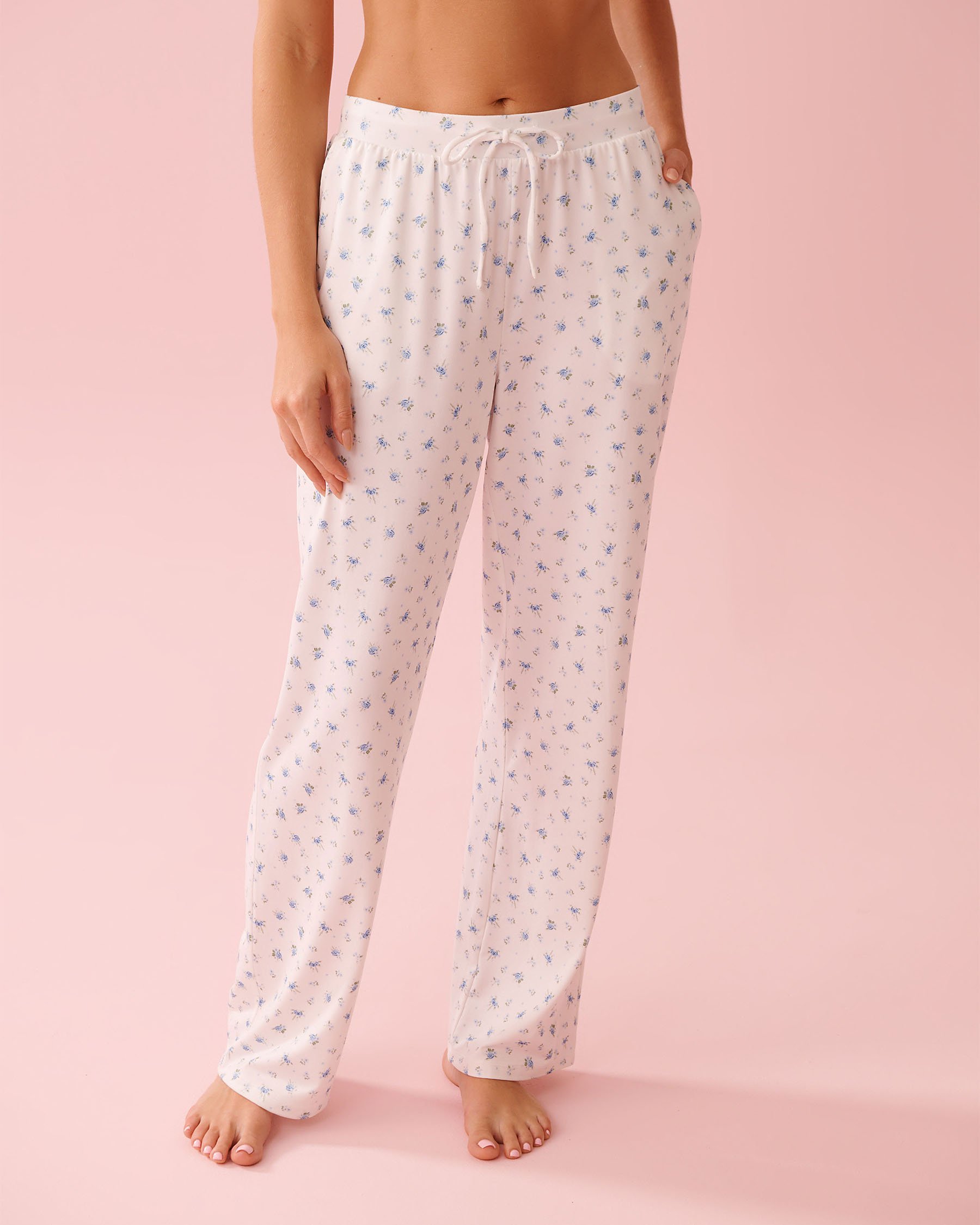 Blue Rose Print Super Soft Pajama Pants